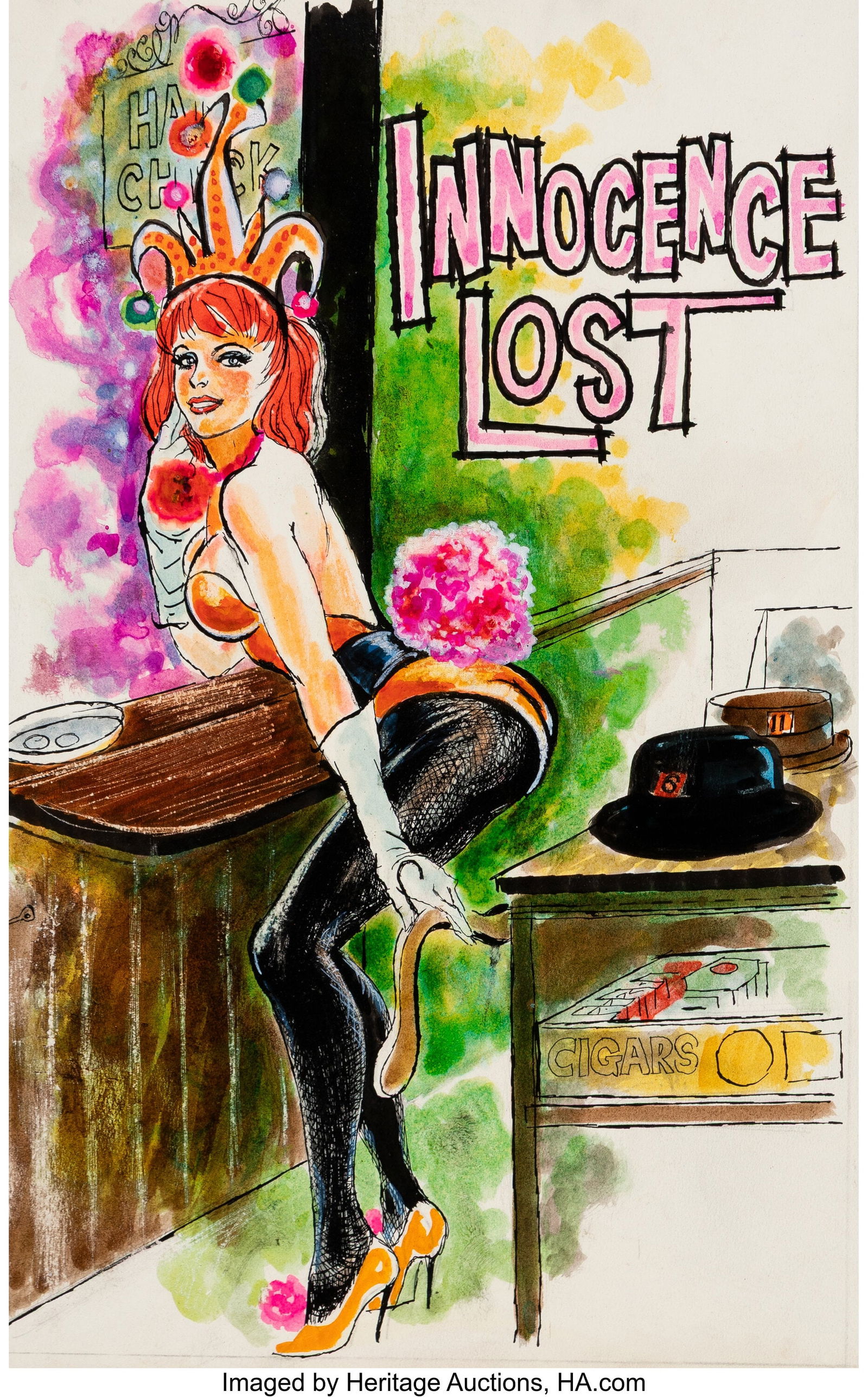 Oscar Liebman (American, 1919-2002) Innocence Lo: Oscar Liebman (American, 1919-2002) Innocence Lost paperback cover, 1964 Watercolor and ink on paper 14-1/2 x 11-1/2 inches (36.8 x 29.2 cm) &lpar