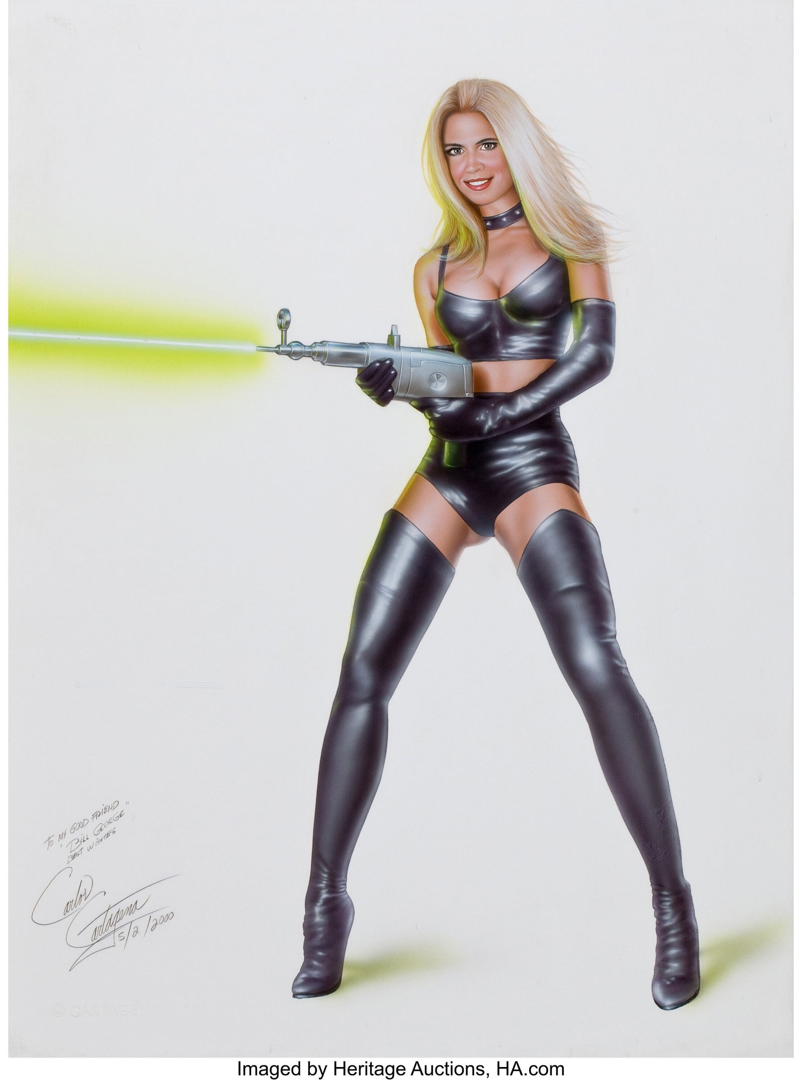 Carlos Cartagena (American, b. 1960) The Dangero: Carlos Cartagena (American, b. 1960) The Dangerous Blonde, 2000 Acrylic on board 19 x 14 inches (48.3 x 35.6 cm) Signed lower left: Carlos Ca