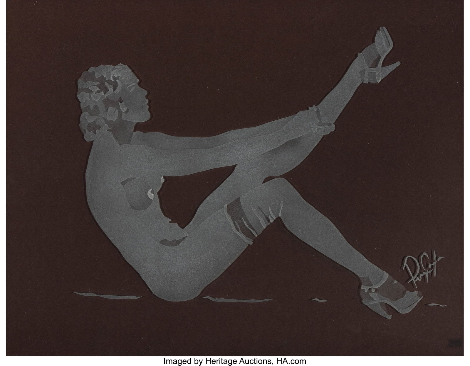 American School (20th Century) Nude in Heels and (1 of 2)