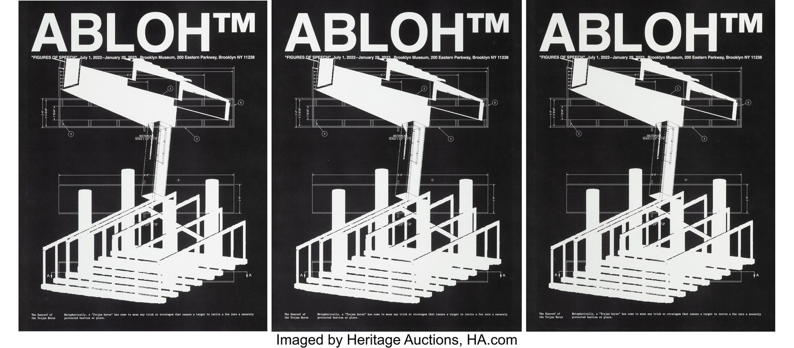 After Virgil Abloh X Brooklyn Museum Figures of: After Virgil Abloh X Brooklyn Museum Figures of Speech #1, exhibition poster (three works), 2022 Offset lithographs on wove paper 24 x 18 inches (61.0 x 45&period