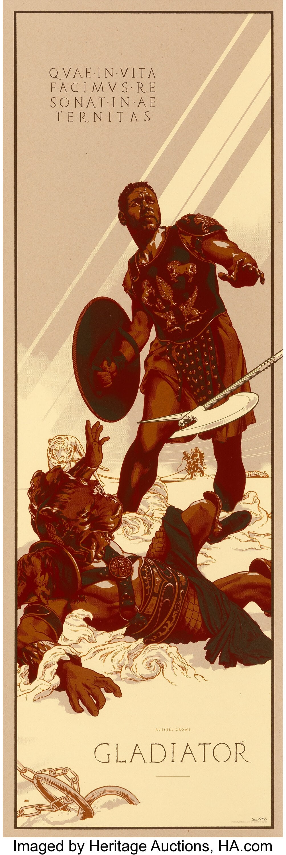 Martin Ansin (20th Century) Gladiator, 2015 Scre: Martin Ansin (20th Century) Gladiator, 2015 Screenprint in colors on wove paper 36 x 12 inches (91.4 x 30.5 cm) (sheet) Ed. 36/150 Numbered