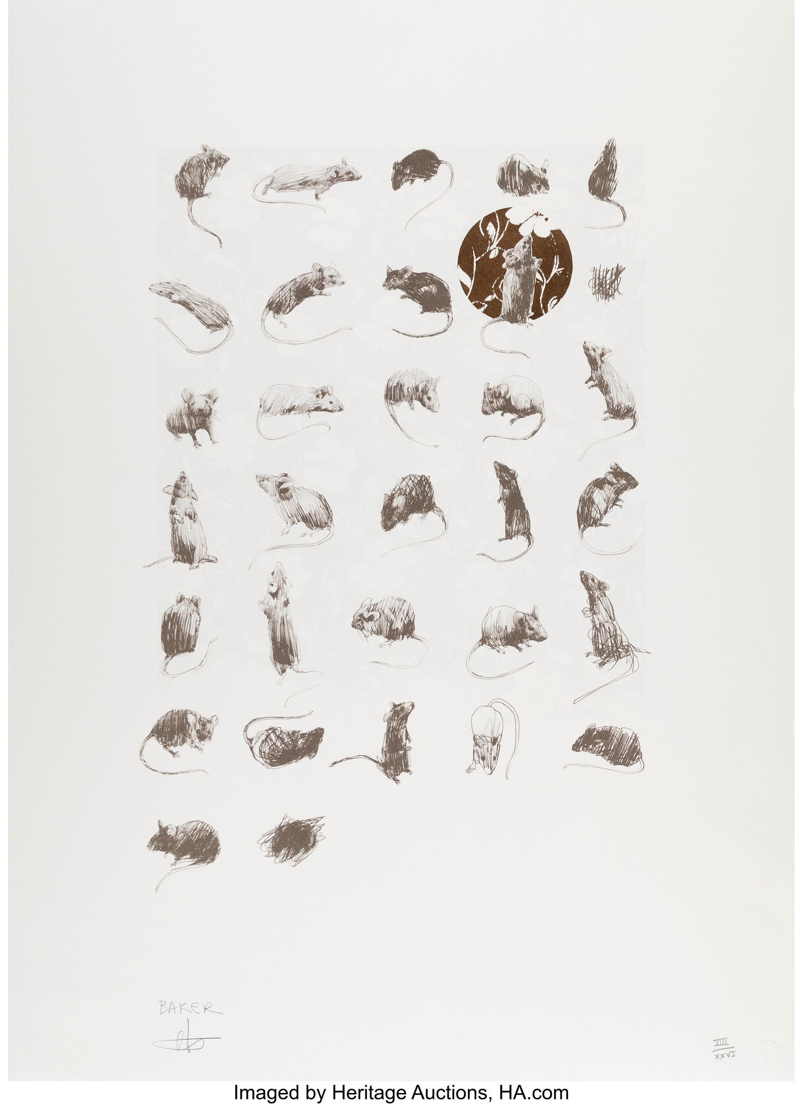 Charming Baker (b. 1964) Being Yourself Is Easie: Charming Baker (b. 1964) Being Yourself Is Easier When You're Not Being Someone Else, 2012 Screenprint in colors with applied gold leaf on Somerset paper 37-1/2 x 27-1/4