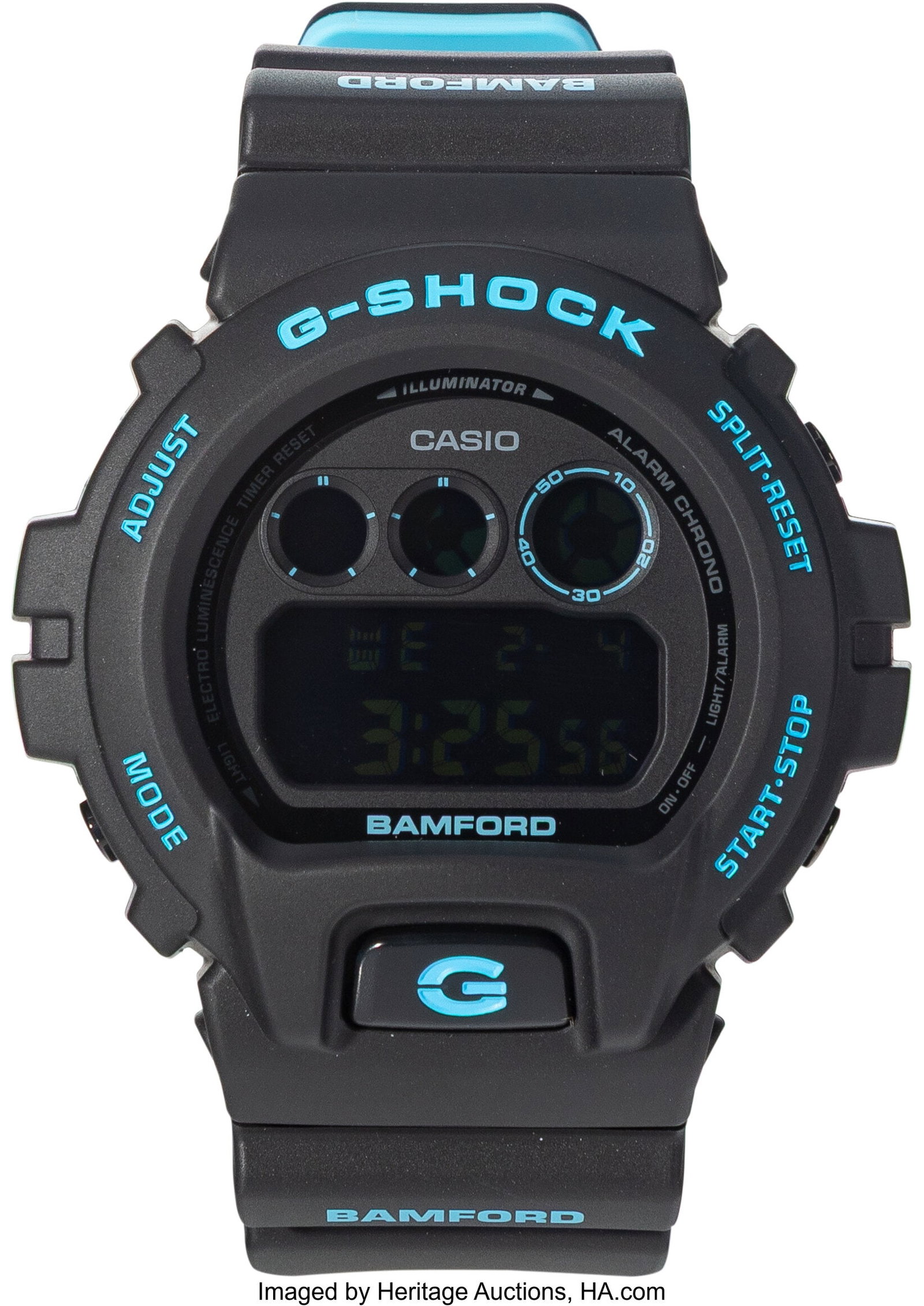 G-Shock X Bamford GM-5600BWD-1 Metal and plastic: G-Shock X Bamford GM-5600BWD-1 Metal and plastic 10-1/8 x 2 x 0-5/8 inches (25.8 x 5.1 x 1.6 cm) Stamped on the reverse Produced by Casio HID03101062020 © 2