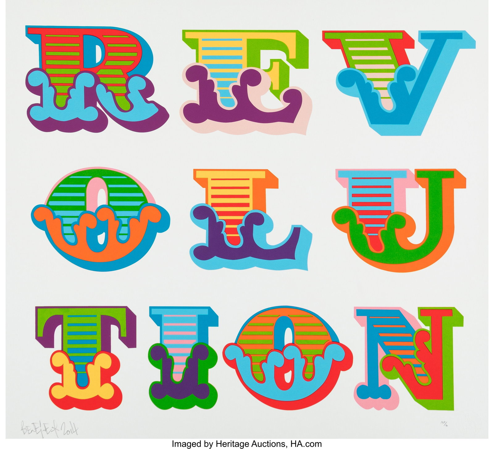 Ben Eine (b. 1970) Revolution (White), 2014 Scre (1 of 2)