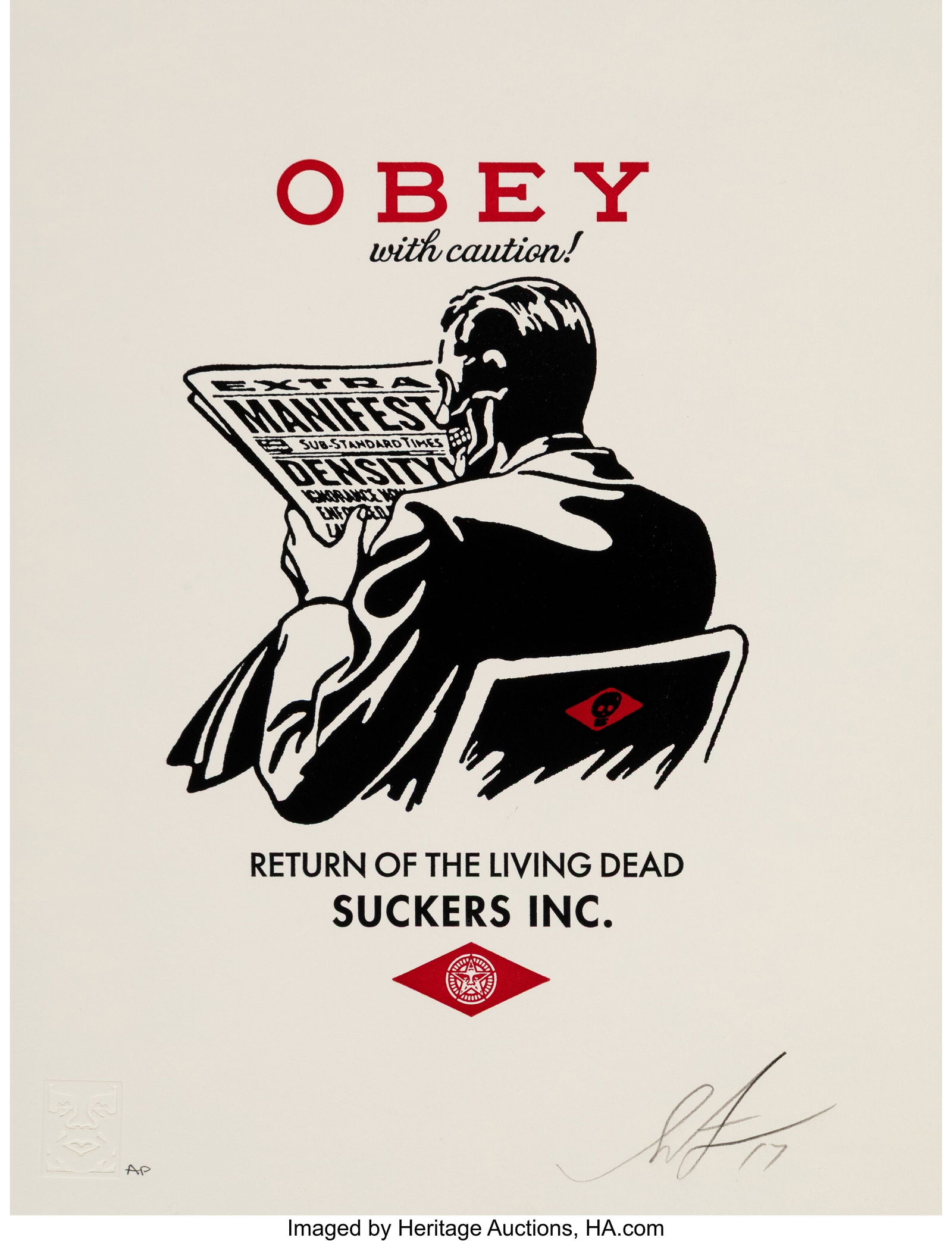 Shepard Fairey (b. 1970) Obey with Caution, 2017 (1 of 2)