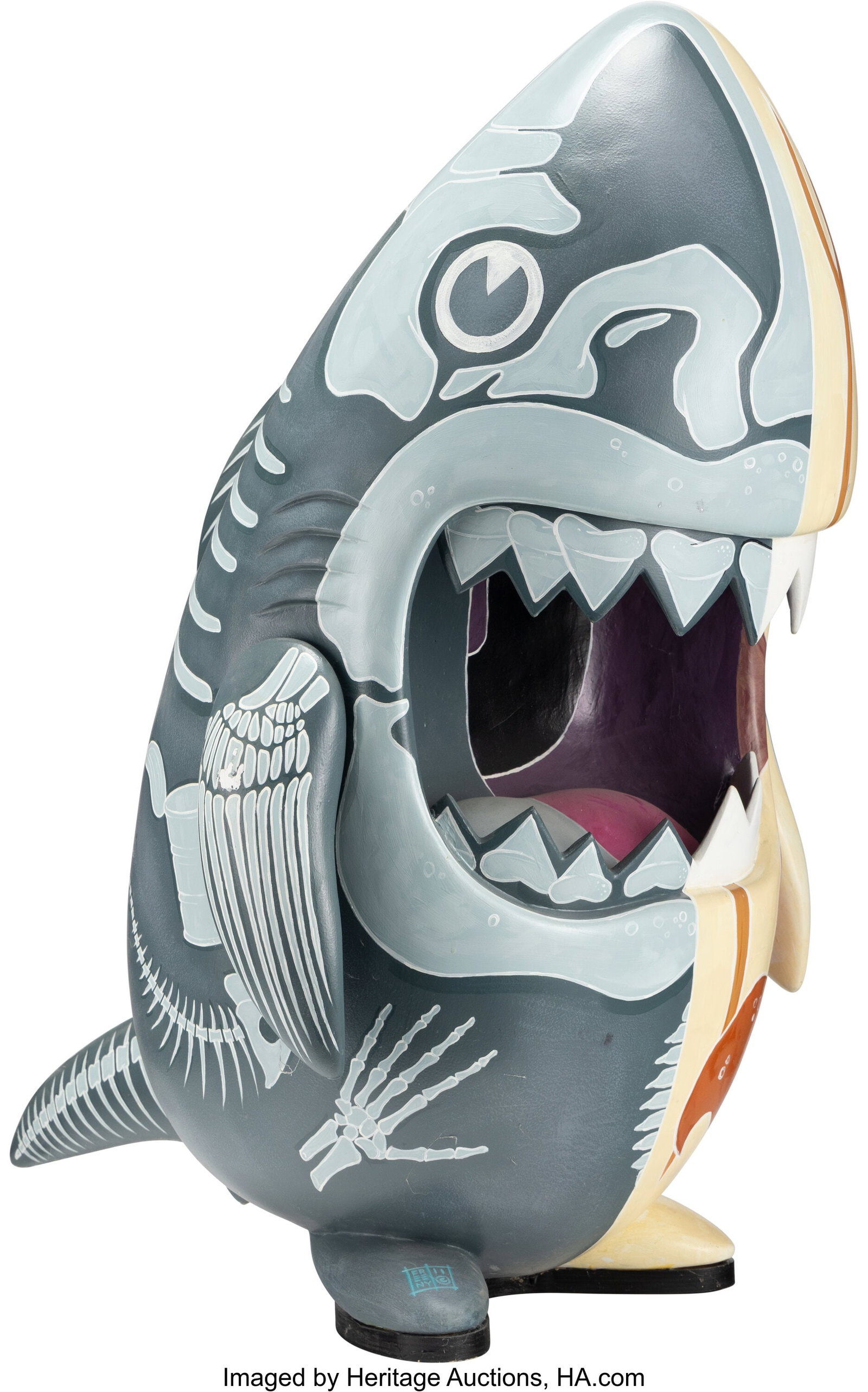 Jason Freeny (b. 1970) Sharkie, 2011 Acrylic on: Jason Freeny (b. 1970) Sharkie, 2011 Acrylic on cast vinyl 40 x 25 x 25 inches (101.6 x 63.5 x 63.5 cm) Signed and dated on right foot: FREE