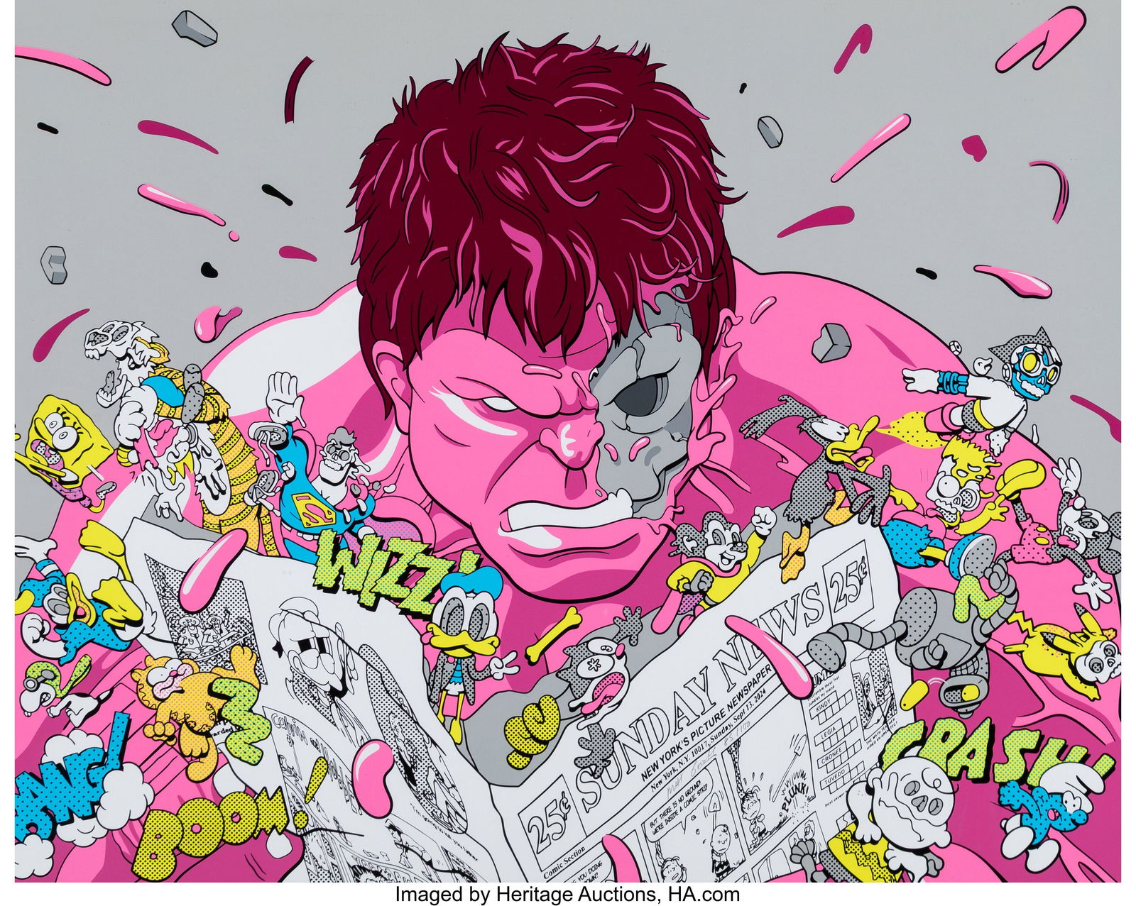 Matt Gondek (b. 1982) Pink Hulk Reading Newspape (1 of 2)