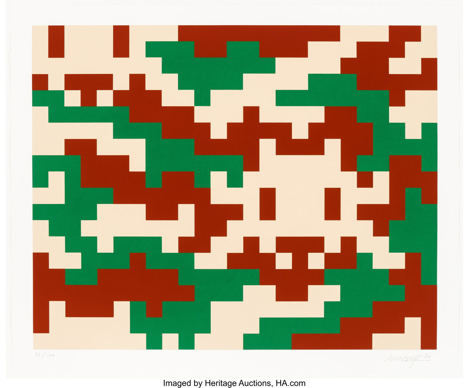 Invader (b. 1969) Camo L-3C-M4, 2024 Screenprint: Invader (b. 1969) Camo L-3C-M4, 2024 Screenprint in colors on Somerset Satin paper 24 x 30 inches (61.0 x 76.2 cm) (sheet) Ed. 93/10