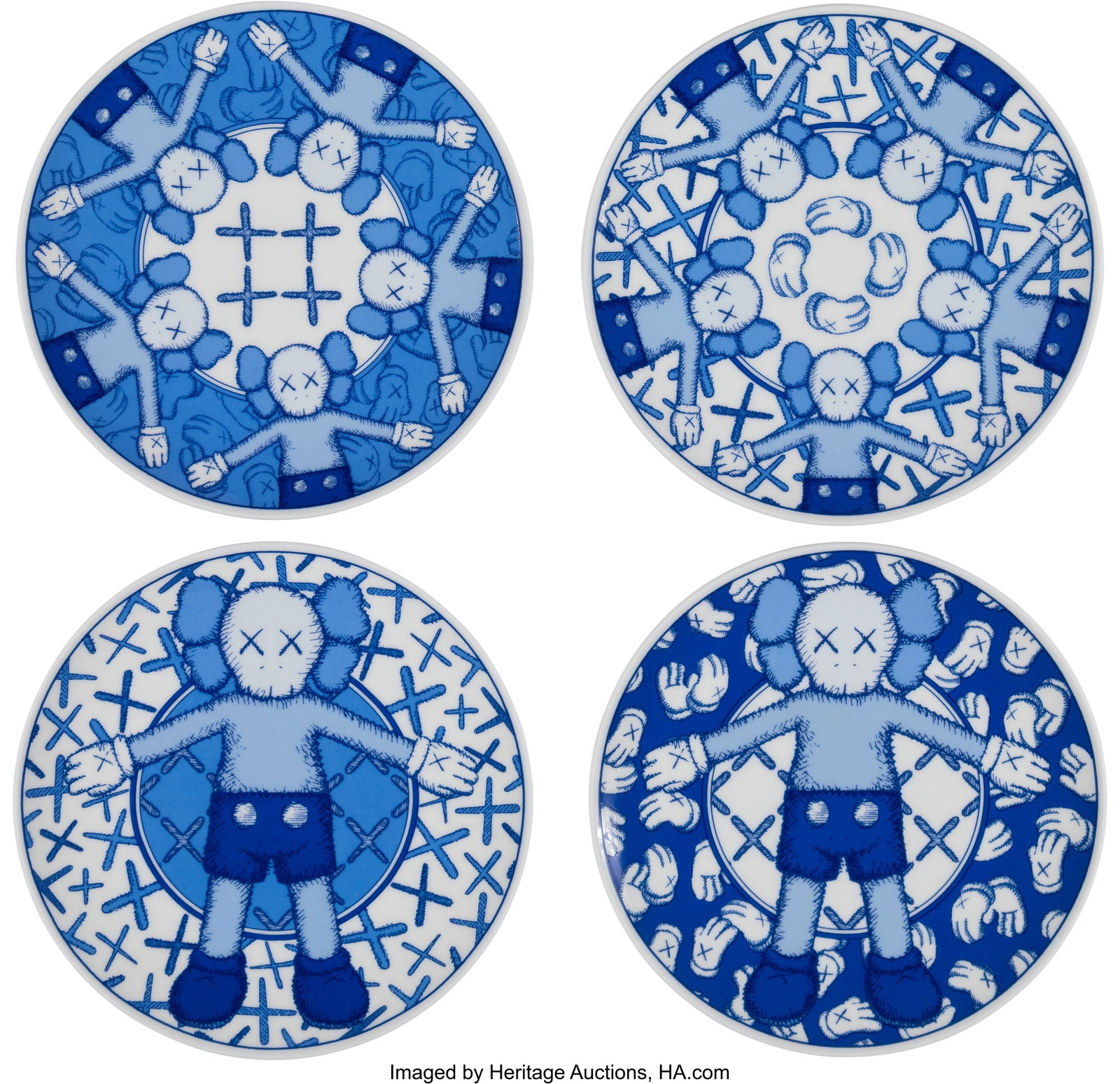 KAWS (b. 1974) Holiday: Taipei (four works), 201: KAWS (b. 1974) Holiday: Taipei (four works), 2019 Ceramic plates 6 inches (15.2 cm) diameter (each) Each stamped on the reverse Produc