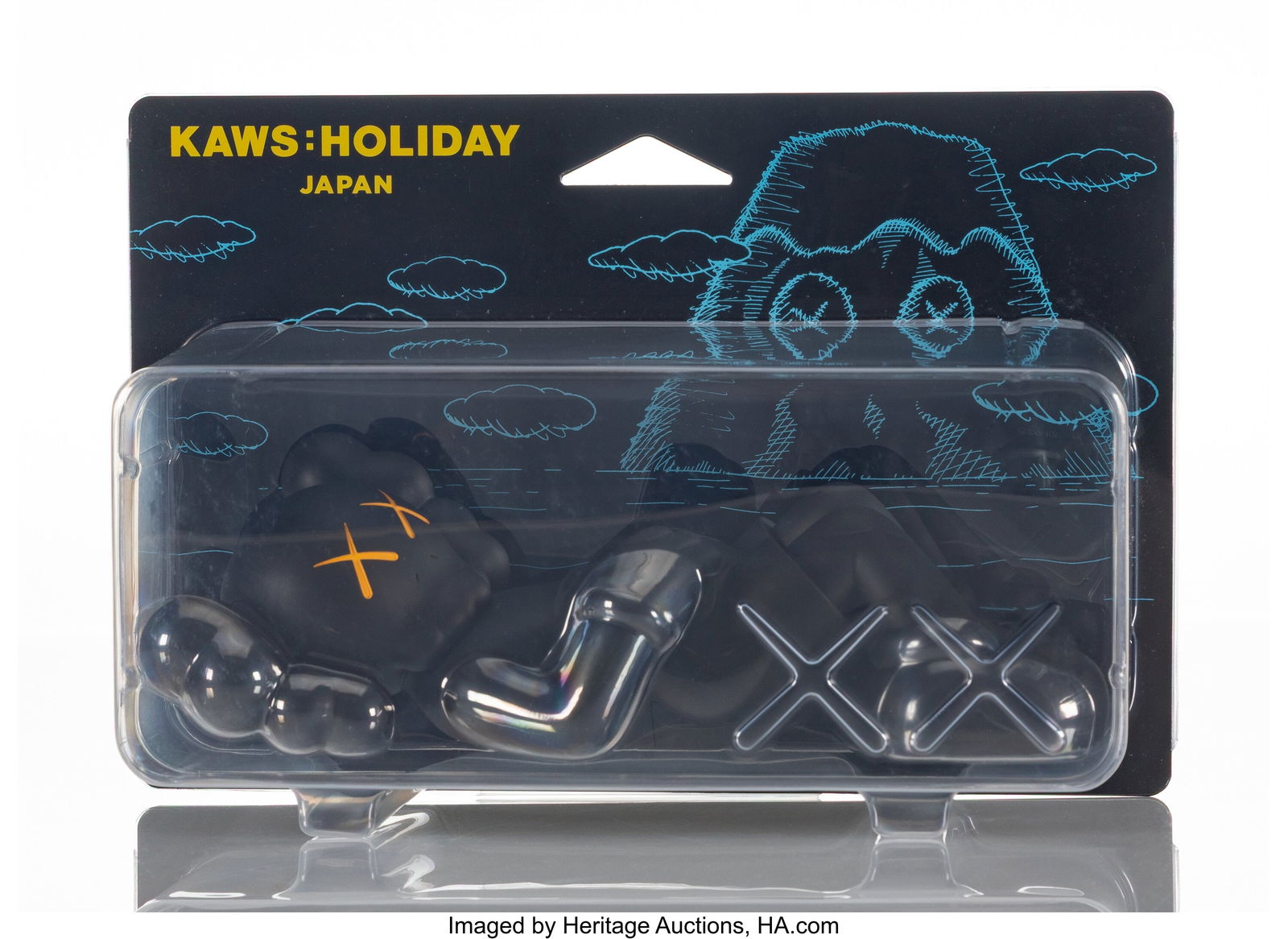 KAWS (b. 1974) Holiday: Japan (Black), 2019 Pain: KAWS (b. 1974) Holiday: Japan (Black), 2019 Painted cast vinyl 4 x 9 x 3-1/2 inches (10.2 x 22.9 x 8.9 cm) Stamped on undersid