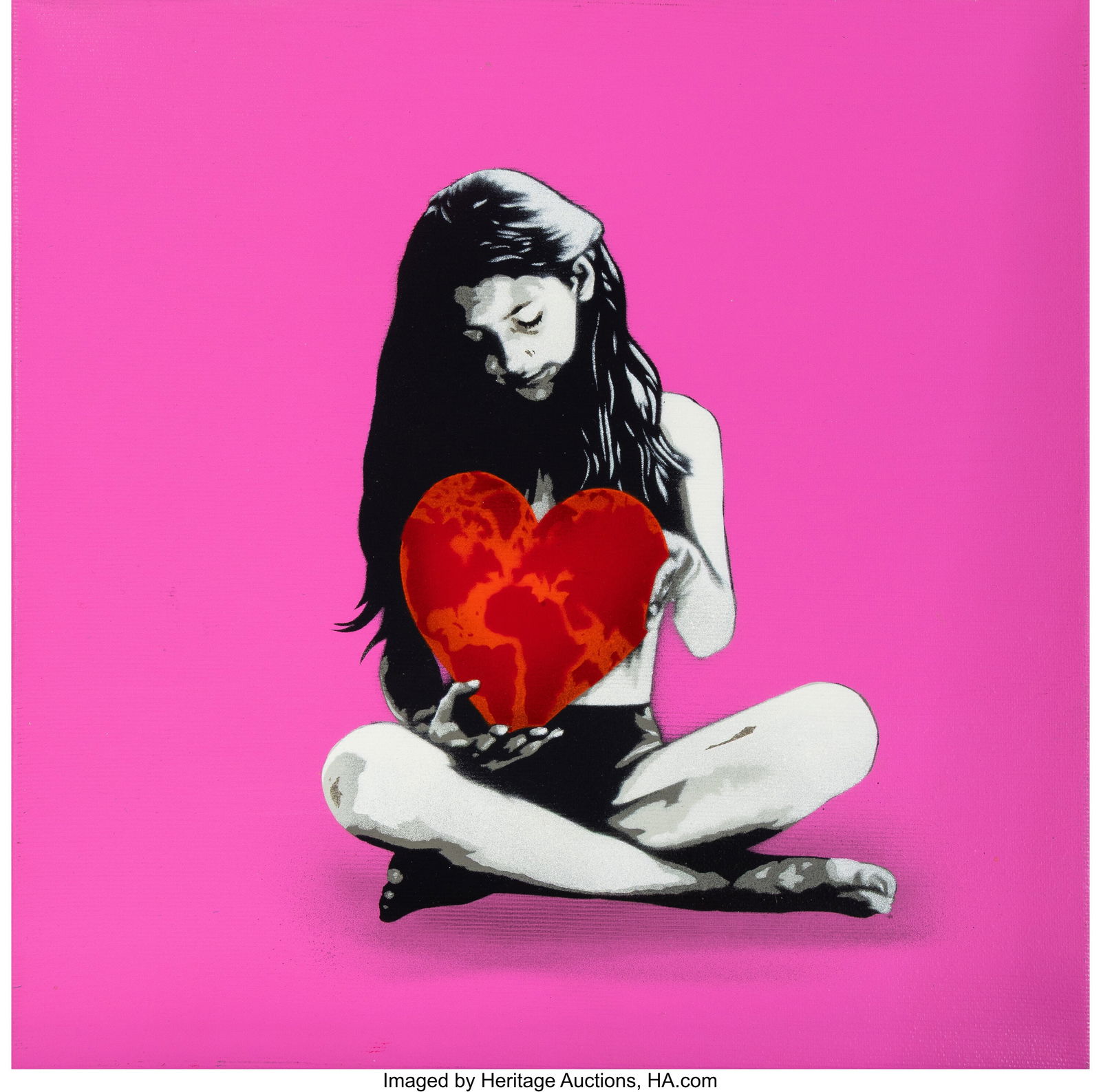 Kunstrasen (20th Century) Love The World You Liv: Kunstrasen (20th Century) Love The World You Live In, 2023 Acrylic and spray paint on canvas 12 x 12 inches (30.5 x 30.5 cm) Ed. 1/1 Signed, ti