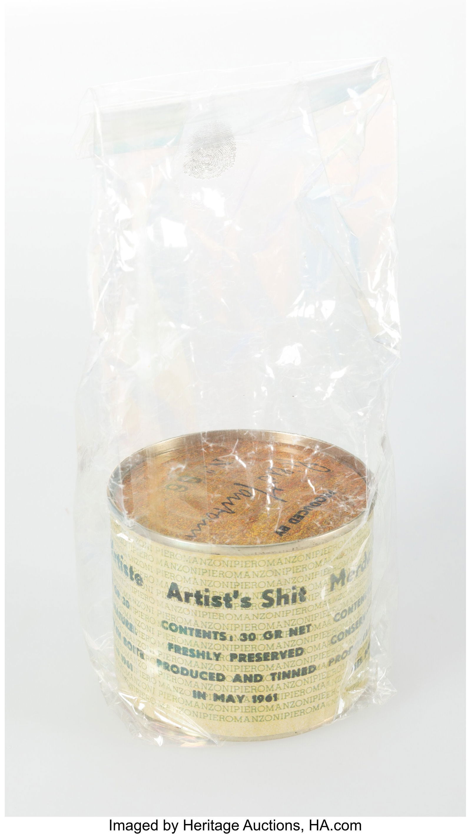 After Piero Manzoni (1933-1963) Artist's Shit No: After Piero Manzoni (1933-1963) Artist's Shit No. 06, 2013 Lithograph in colors on tin can 2-1/2 x 3 x 3 inches (6.3 x 7.6 x 7.6 cm) Ed&period