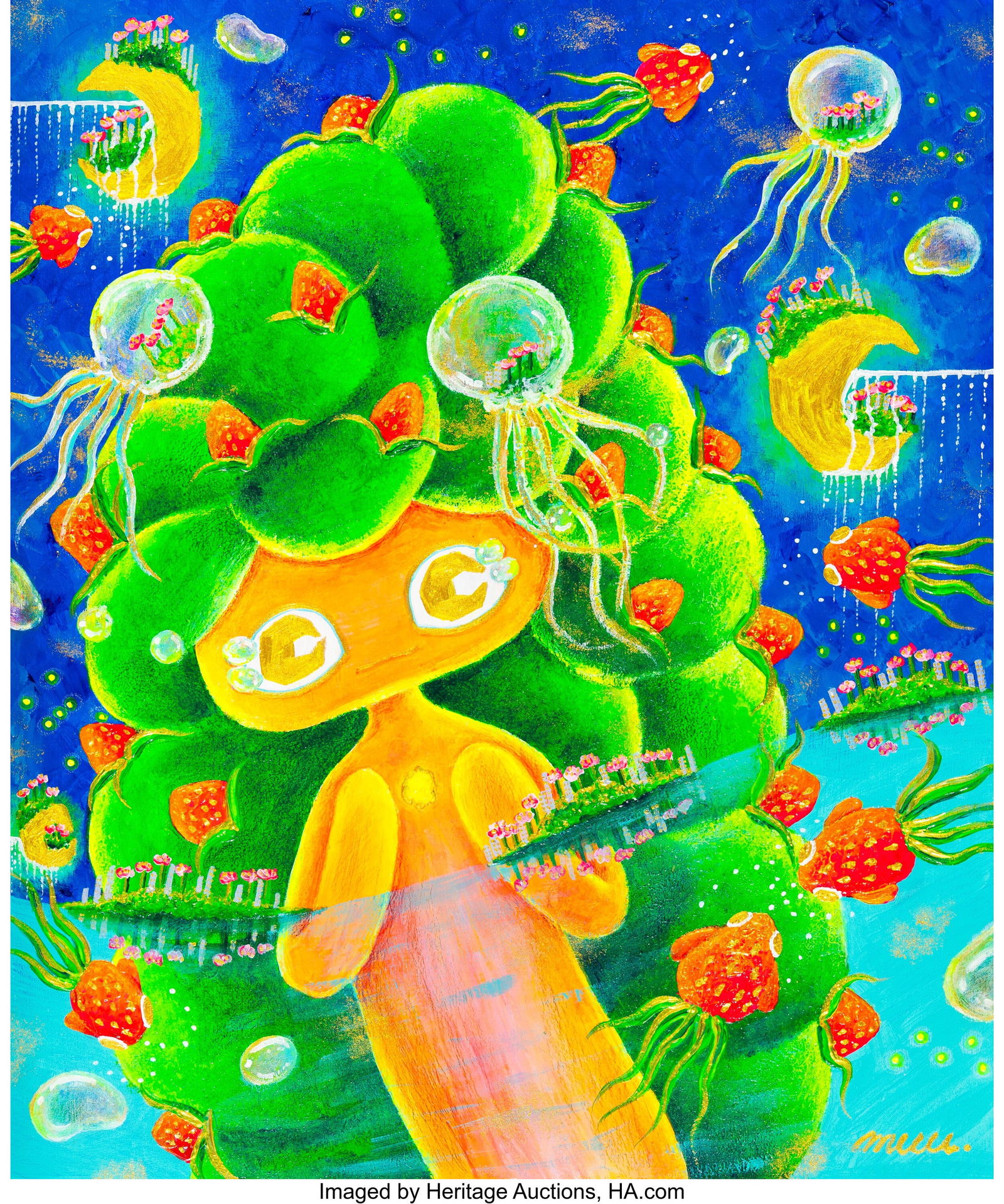 Muu Nanahoshi (b. 1979) Rinkle "With a Wish", 20: Muu Nanahoshi (b. 1979) Rinkle "With a Wish", 2020 Acrylic on wood panel 17-7/8 x 14-7/8 inches (45.3 x 37.7 cm) Signed, titled, and