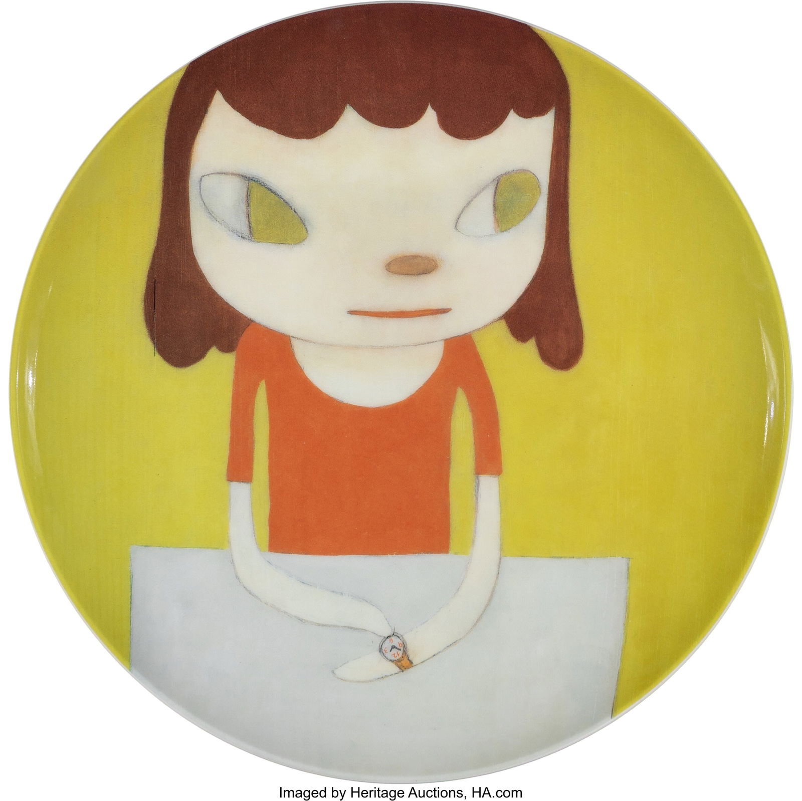 Yoshitomo Nara (b. 1959) It's Five to Three (Det: Yoshitomo Nara (b. 1959) It's Five to Three (Detail), 2020 Fine bone china 10-3/4 inches (27.3 cm) diameter Edition of 175 Stamped on the reverse