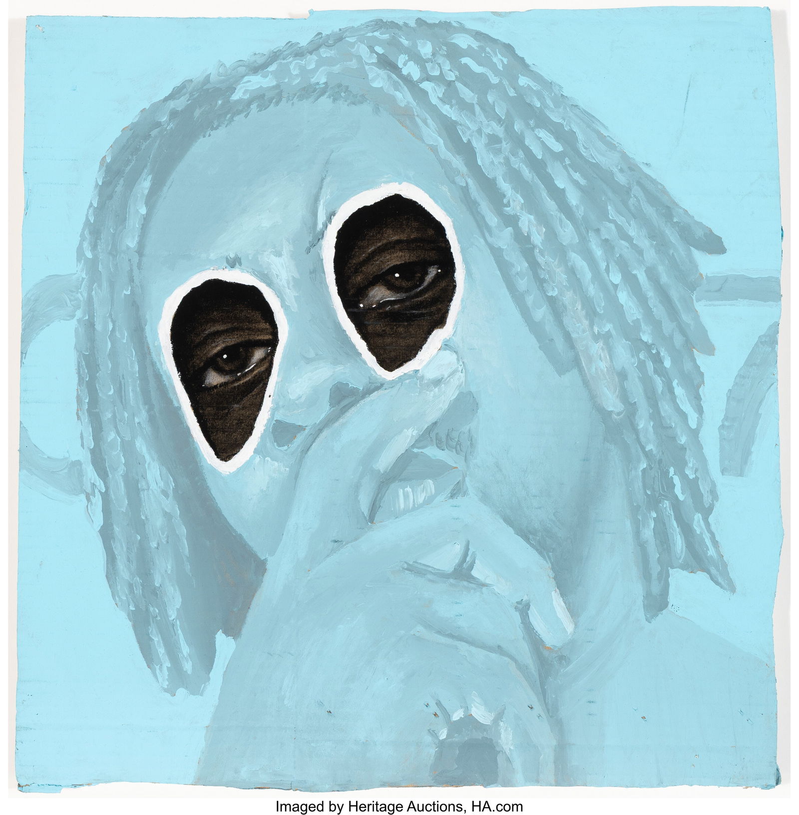 Ken Nwadiogbu (b. 1994) Decoding Identity, 2021: Ken Nwadiogbu (b. 1994) Decoding Identity, 2021 Charcoal and acrylic on cardboard 19-1/4 x 19-1/4 inches (48.8 x 48.8 cm) This lot is accompanied