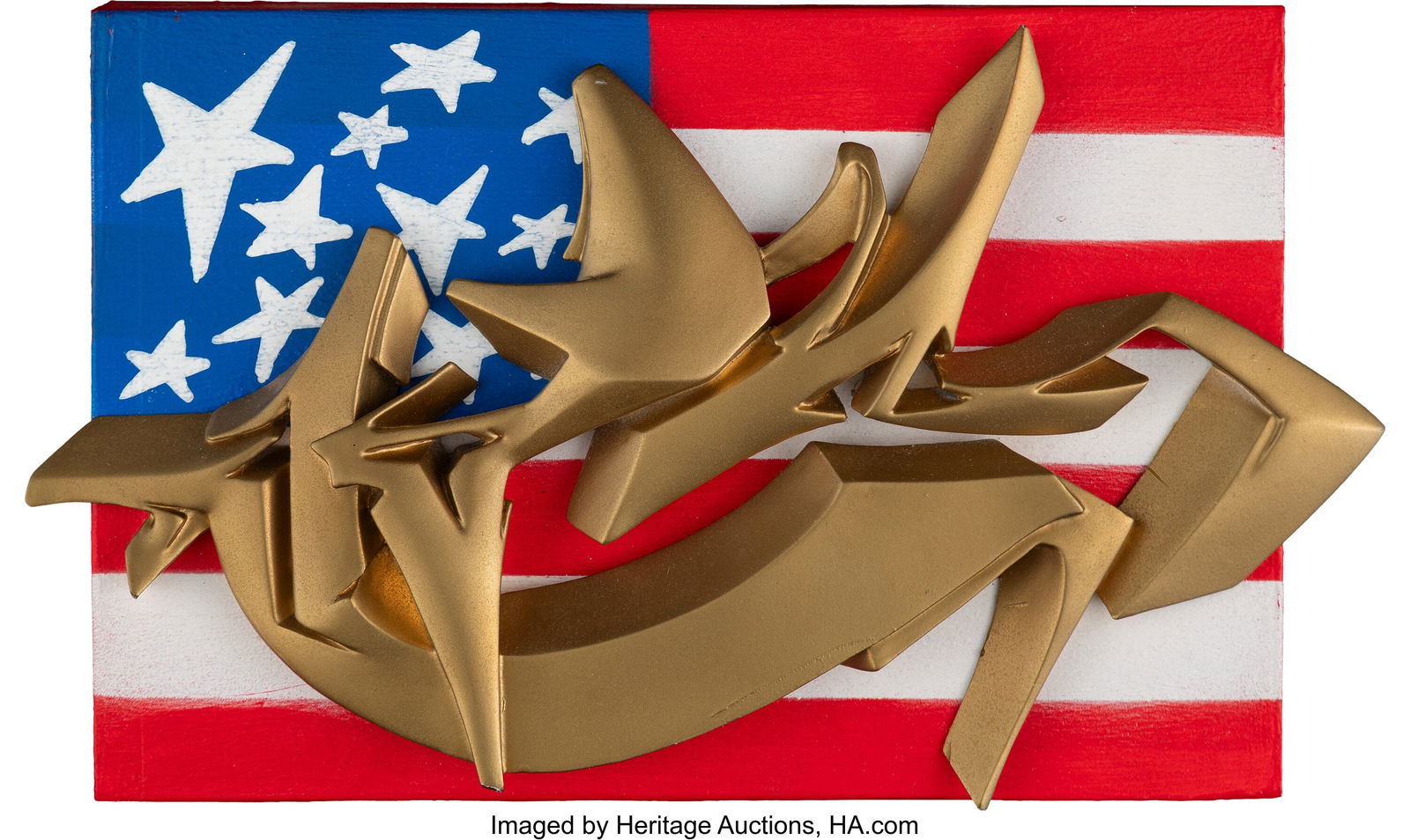 Man One (b. 1971) Untitled, from The American fl: Man One (b. 1971) Untitled, from The American flag series, 2010 Acrylic, spray paint, and resin on panel 6 x 10-1/4 x 2-1/4 inches (15.2 x