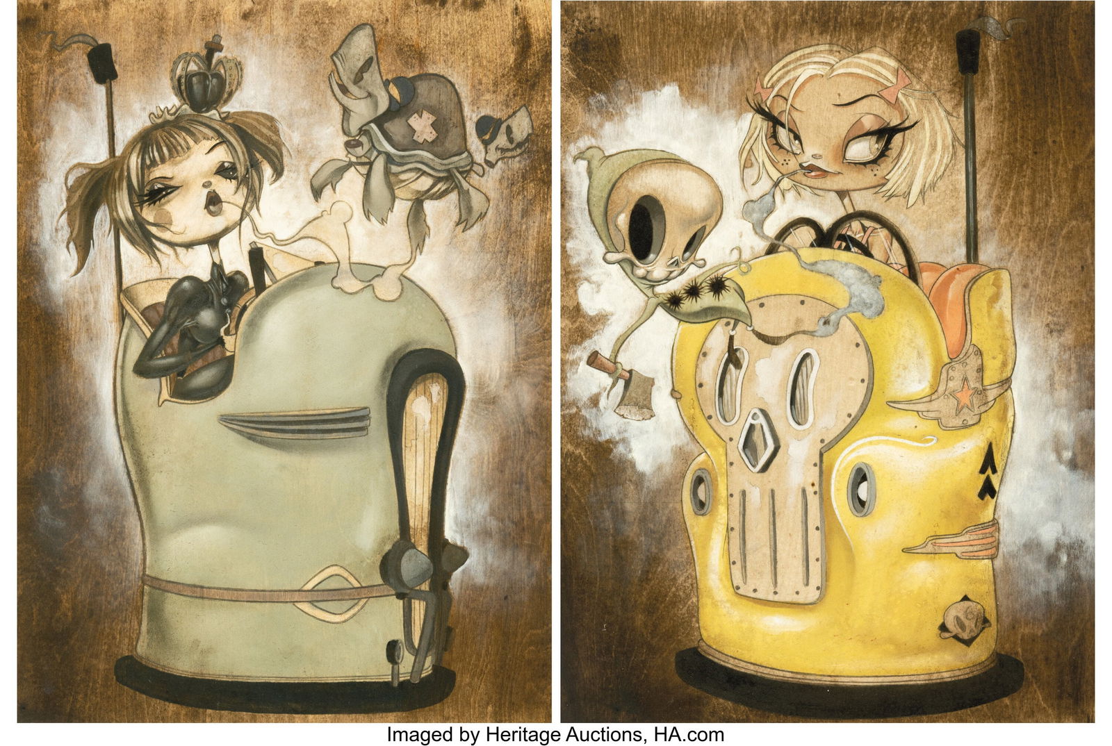 Brandt Peters (20th Century) Untitled from, Cack: Brandt Peters (20th Century) Untitled from, Cackle Factory Exhibition (two works), 2009 Lithographs in colors on wove paper 14 x 11 inches (35.6 x