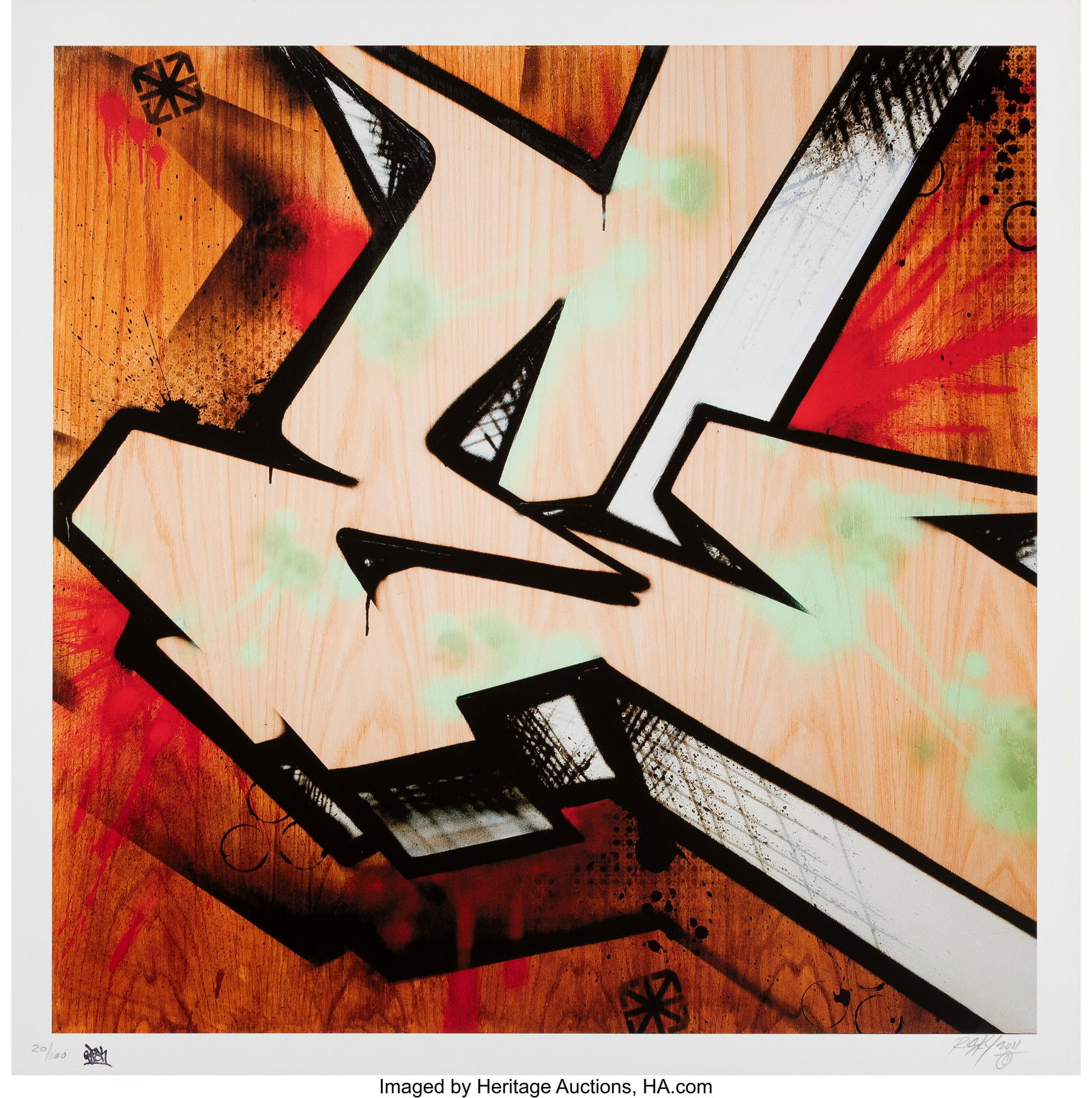 RISK (b. 1967) E, from Alphabet series, 2011 Arc: RISK (b. 1967) E, from Alphabet series, 2011 Archival pigment in colors with hand-embellishments on wove paper 24 x 24 inches (61.0 x 61.0 cm) &lpa