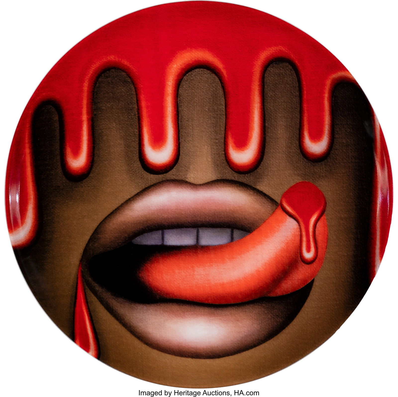 Emily Mae Smith (b. 1979) Live Forever, 2021 Fin: Emily Mae Smith (b. 1979) Live Forever, 2021 Fine bone china 10-3/4 inches (27.3 cm) diameter Edition of 250 Stamped on the reverse Produced by Coalition fo