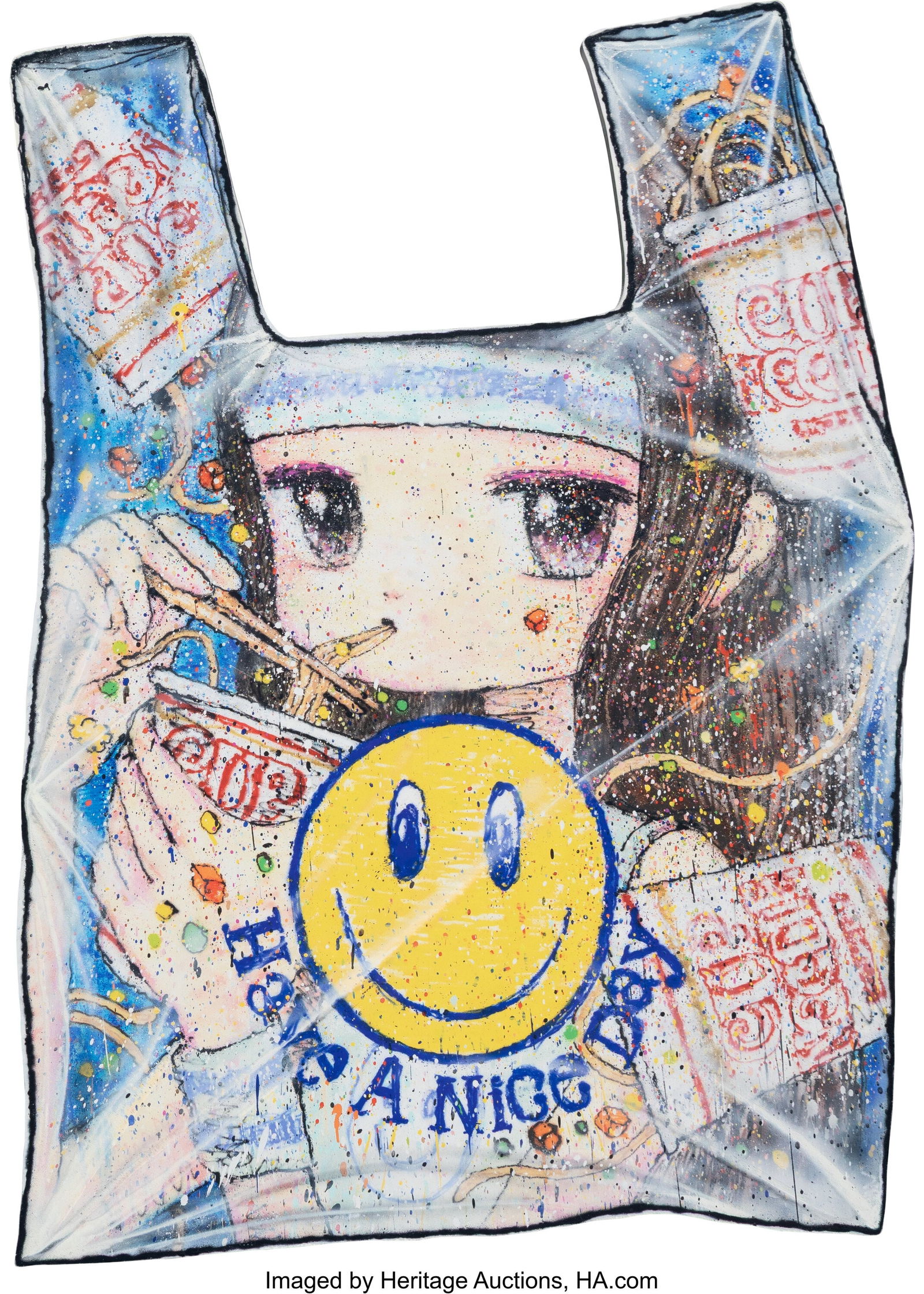 Stickymonger (20th Century) Thank You Plastic -: Stickymonger (20th Century) Thank You Plastic - Cup Noodle, 2022 Archival pigment print in colors with UV spot varnish on recycled plastic 28 x 22-5/8 inches (71.1 x 57