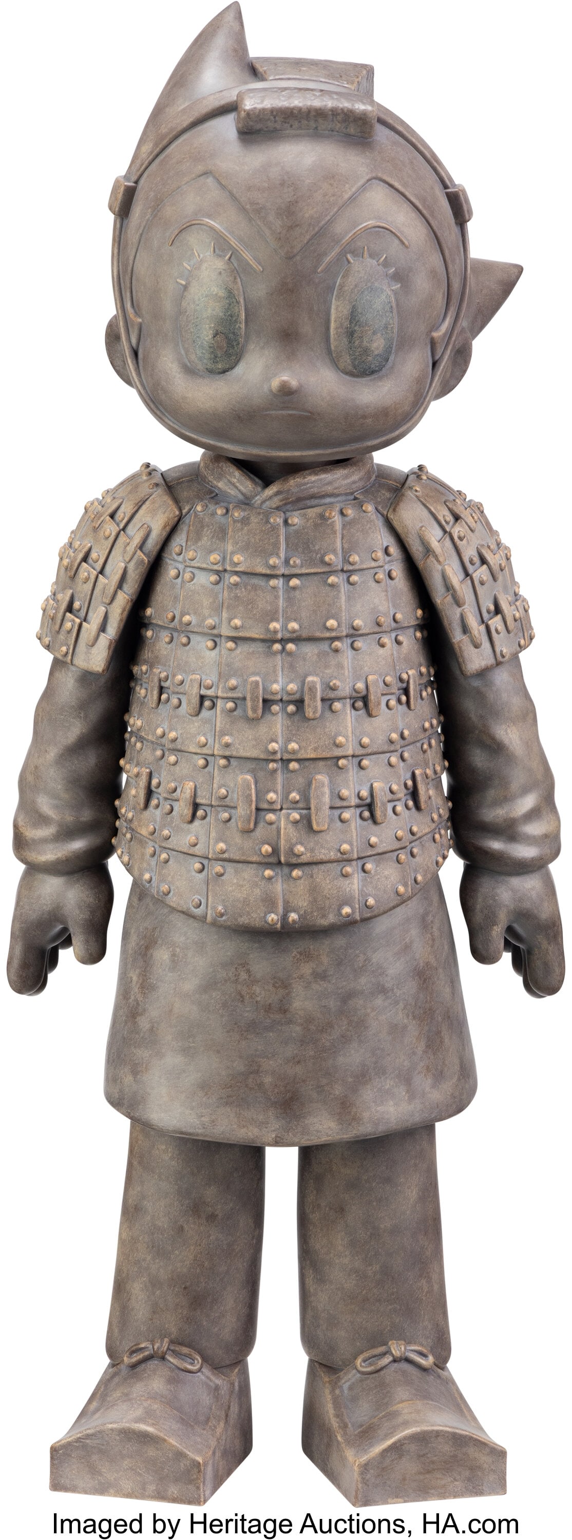 Toy Qube Astro Boy Myth Warrior 1000%, 2021 Pain: Toy Qube Astro Boy Myth Warrior 1000%, 2021 Painted cast vinyl 30 x 12 x 15 inches (76.2 x 30.5 x 38.1 cm) Stamped on underside of feet Produced by Tezuka P