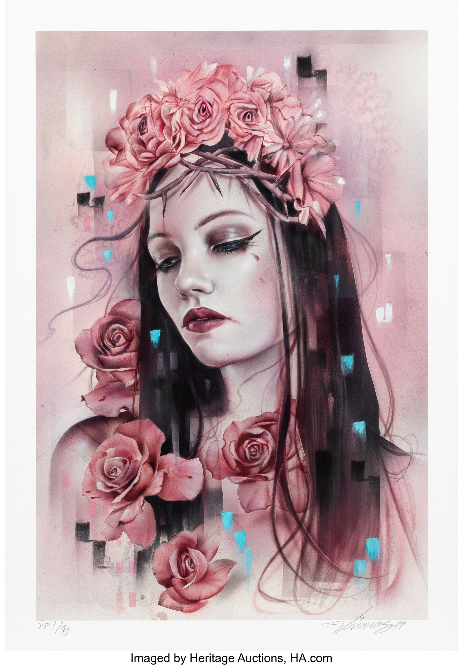 Brian Viveros (20th Century) Mourning, 2019 Arch: Brian Viveros (20th Century) Mourning, 2019 Archival pigment print in colors on wove paper 20 x 14 inches (50.8 x 35.6 cm) (sheet) P.P.