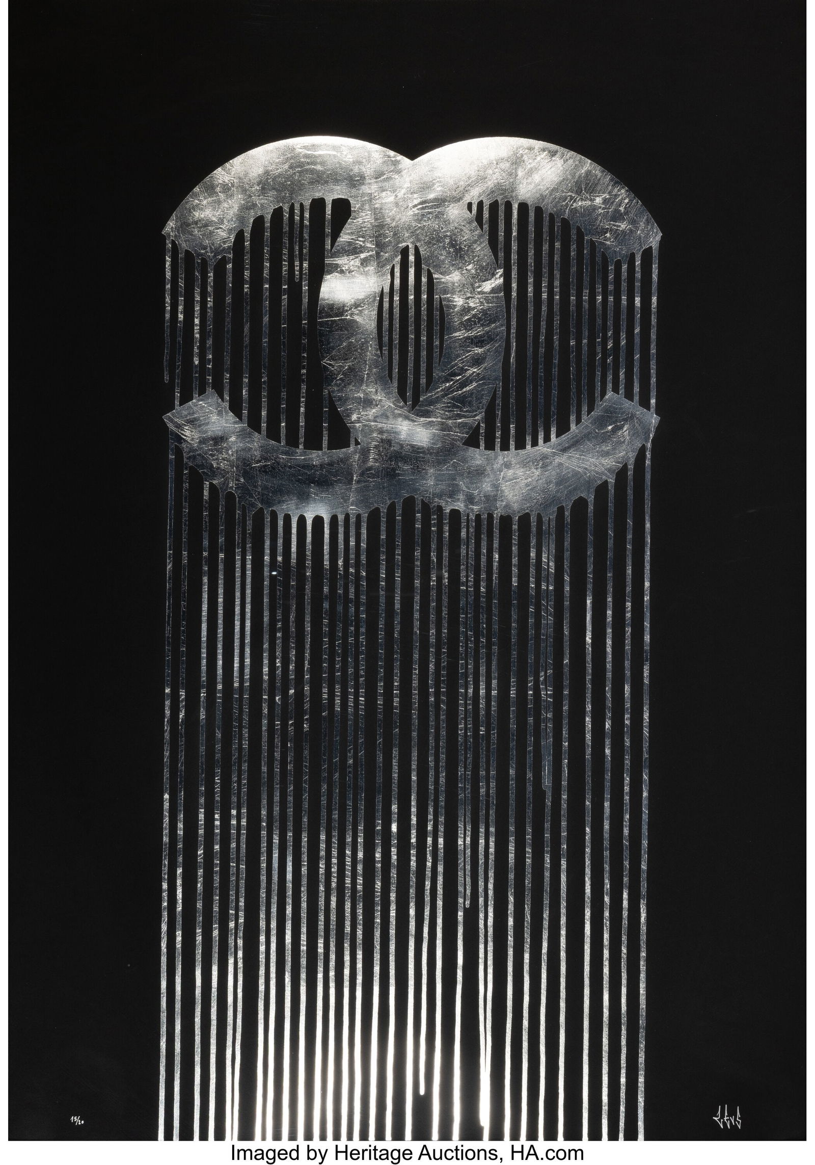 Zevs (b. 1977) Liquidated Chanel (Silver Leaf),: Zevs (b. 1977) Liquidated Chanel (Silver Leaf), 2013 Silver leaf on wove paper 40 x 28 inches (101.6 x 71.1 cm) (sheet) Ed. 15