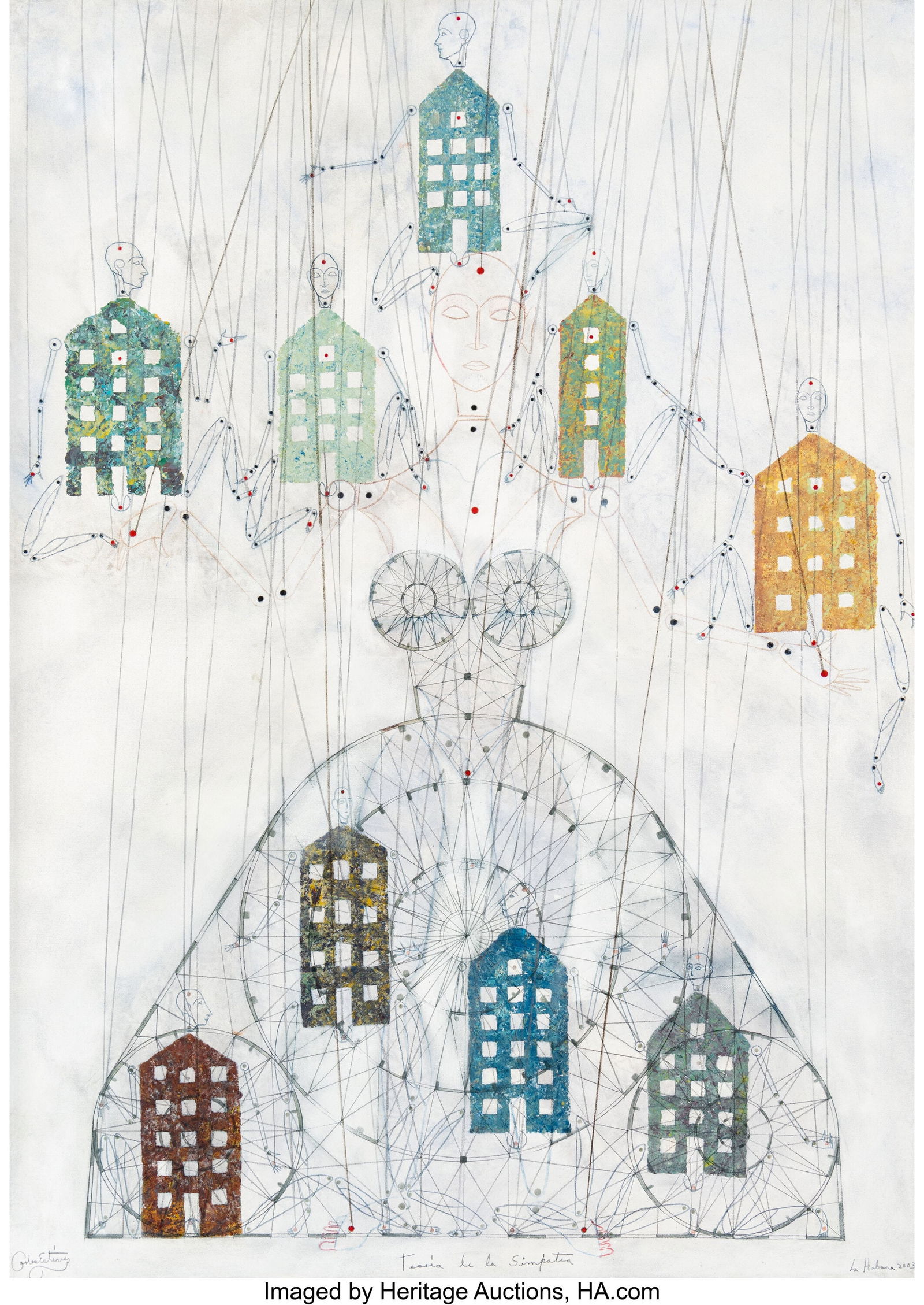 Carlos Estevez (b. 1969) Teoría de la Simpatía: Carlos Estevez (b. 1969) Teoría de la Simpatía, 2003 Oil, watercolor, and pencil on canvas 54-1/2 x 39 inches (138.4 x 99.1 cm&r