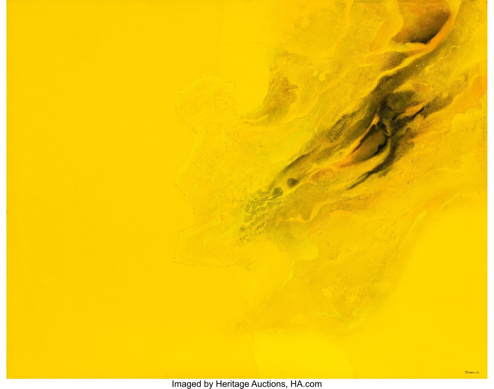 Byron Gálvez (1941-2009) Paisaje Cosmico, 1971: Byron Gálvez (1941-2009) Paisaje Cosmico, 1971 Oil on canvas 37-1/2 x 47-1/4 inches (95.2 x 120.0 cm) Signed and dated lower right: Byron-7