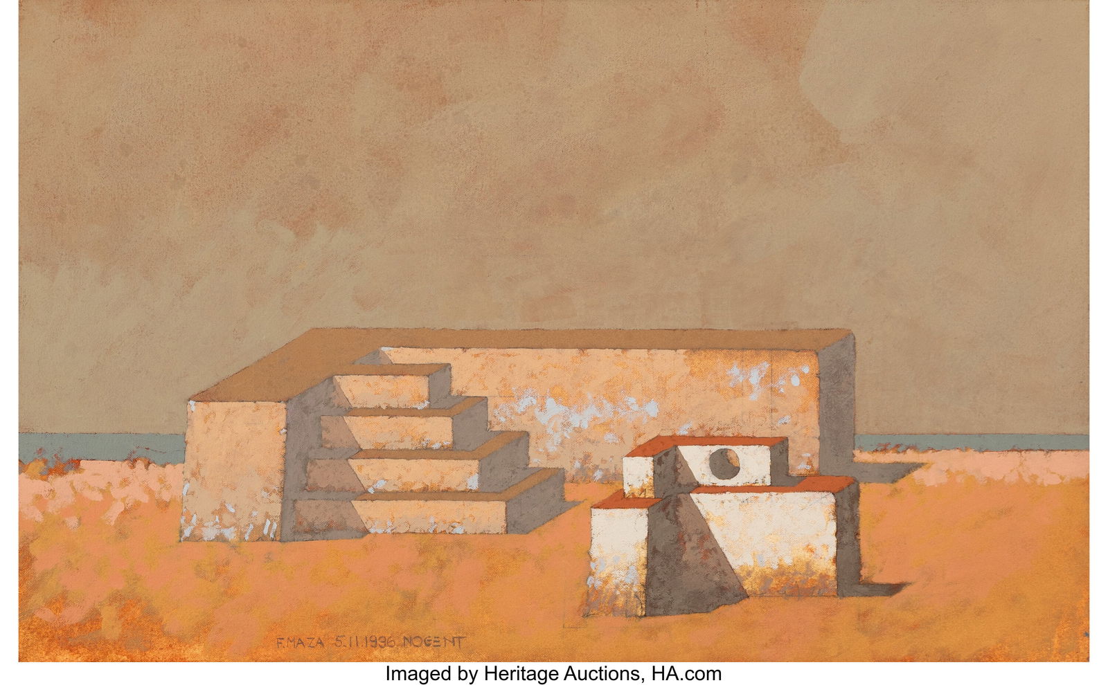 Fernando Maza (b. 1936) 5.11.1996 Nogent, 1996 O: Fernando Maza (b. 1936) 5.11.1996 Nogent, 1996 Oil on canvas 15 x 24 inches (38.1 x 61.0 cm) Signed, dated, and titled lower le