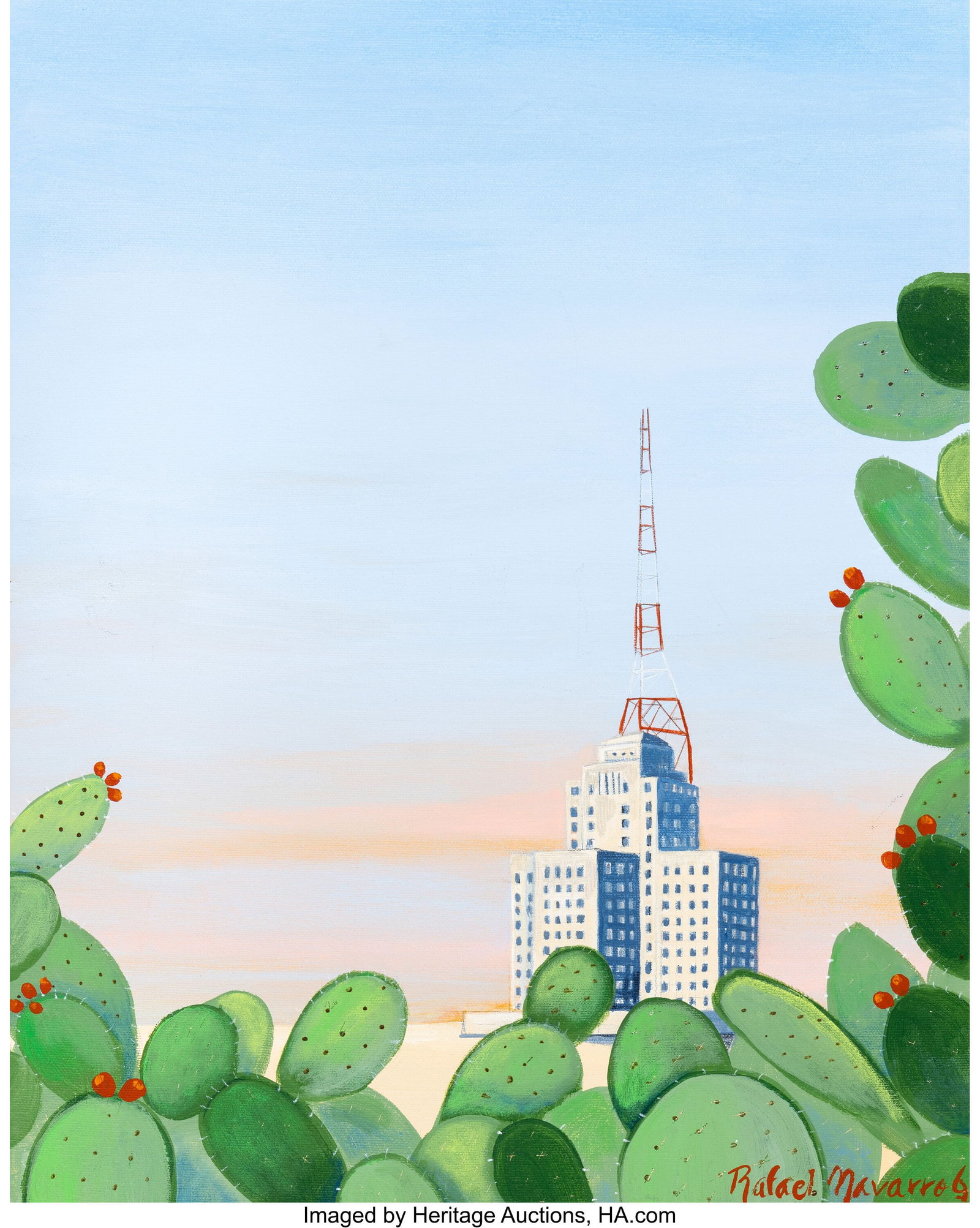 Rafael Navarro (20th Century) The Tower Acrylic: Rafael Navarro (20th Century) The Tower Acrylic on canvas 20 x 16 inches (50.8 x 40.6 cm) Signed lower right: Rafael Navarro The Judson C. Ball & Nan