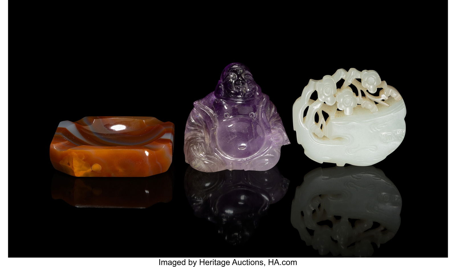 A Group of Three Jade and Other Carvings, 18th c (1 of 2)