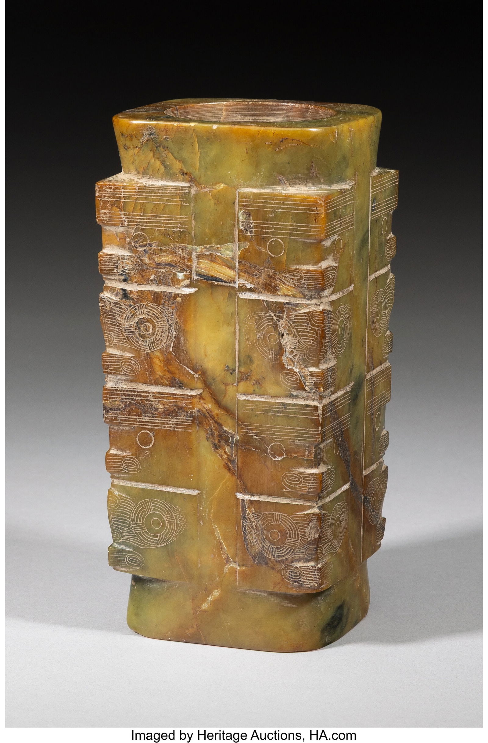 A Carved Jade Cong 6-5/8 x 2-3/4 x 2-3/4 inches (1 of 3)