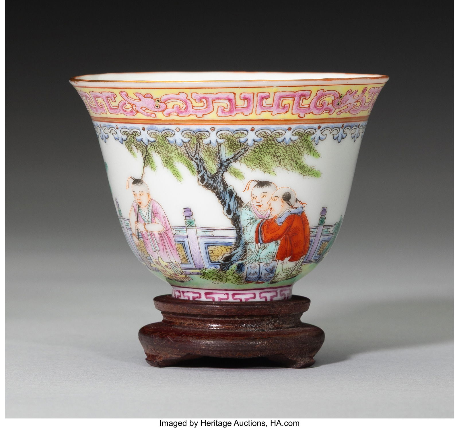 A Chinese Famille Rose Cup, late Qing/early Repu: A Chinese Famille Rose Cup, late Qing/early Republic Marks: (four character mark) 2-1/4 x 3 x 3 inches (5.7 x 7.6 x 7.6 cm) (work&rpar