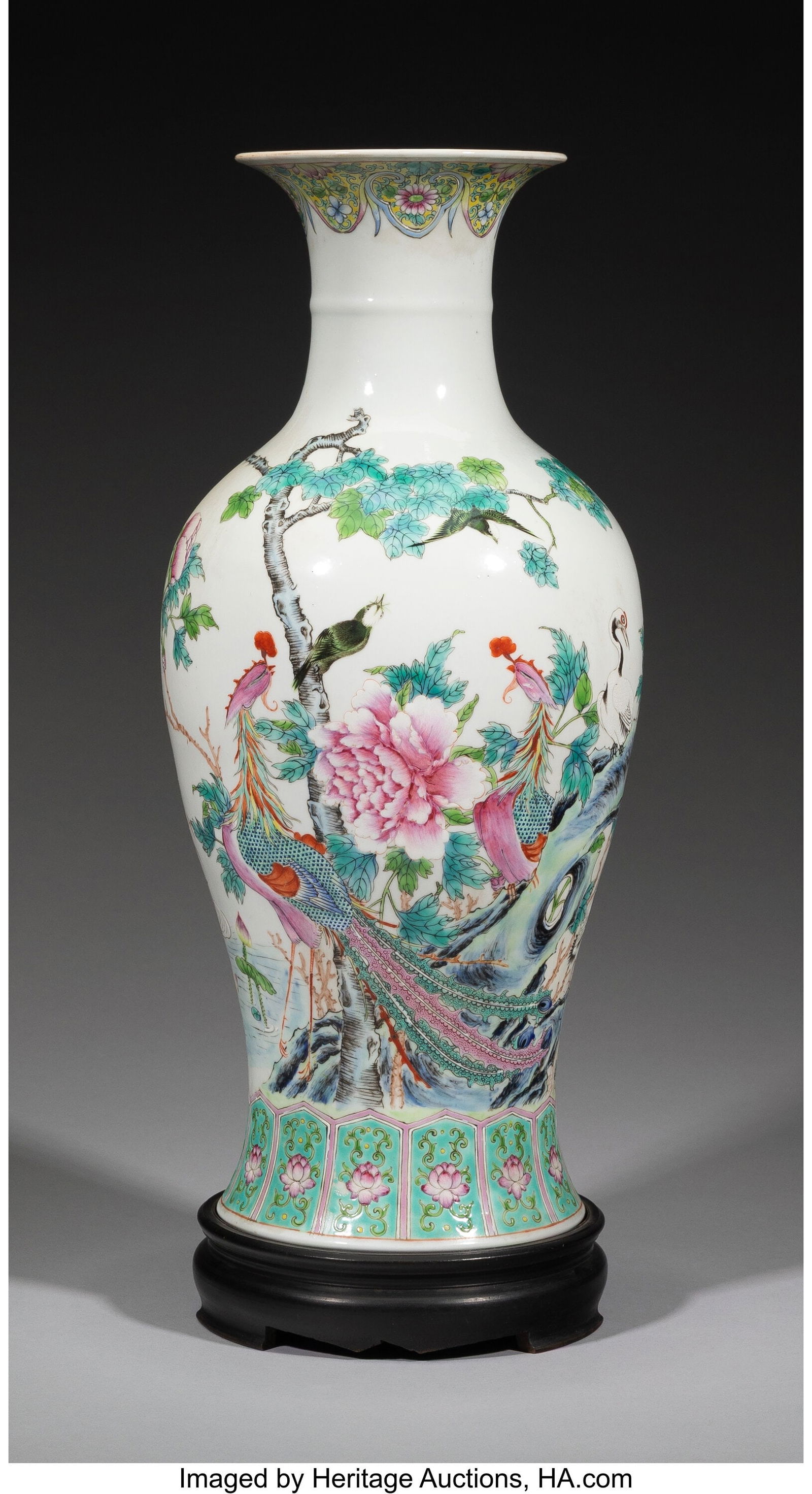 A Chinese Famille Rose Baluster Vase with Wood S (1 of 5)