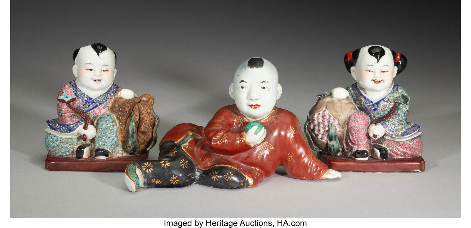 Three Chinese Famille Rose Figures of Children, (1 of 4)