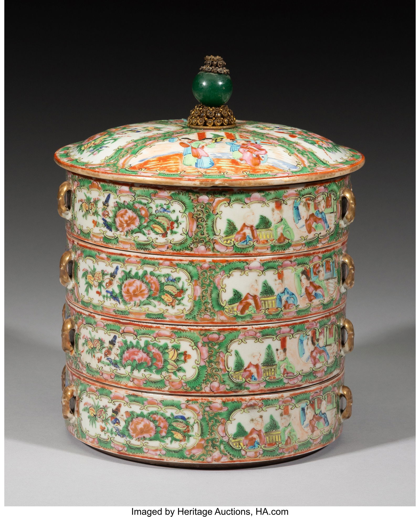 A Chinese Canton Rose Medallion Four-Tier Stacki - 2