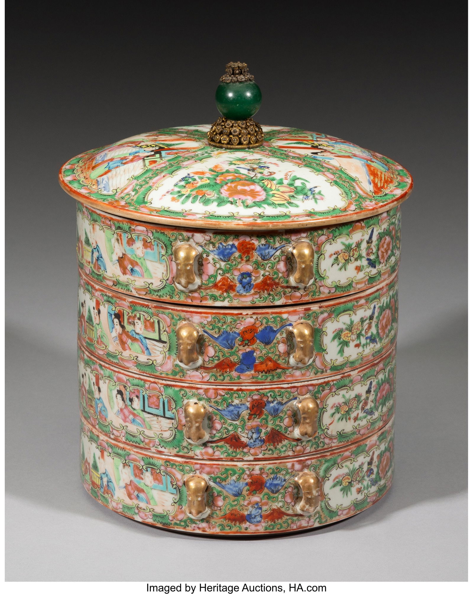 A Chinese Canton Rose Medallion Four-Tier Stacki - 3