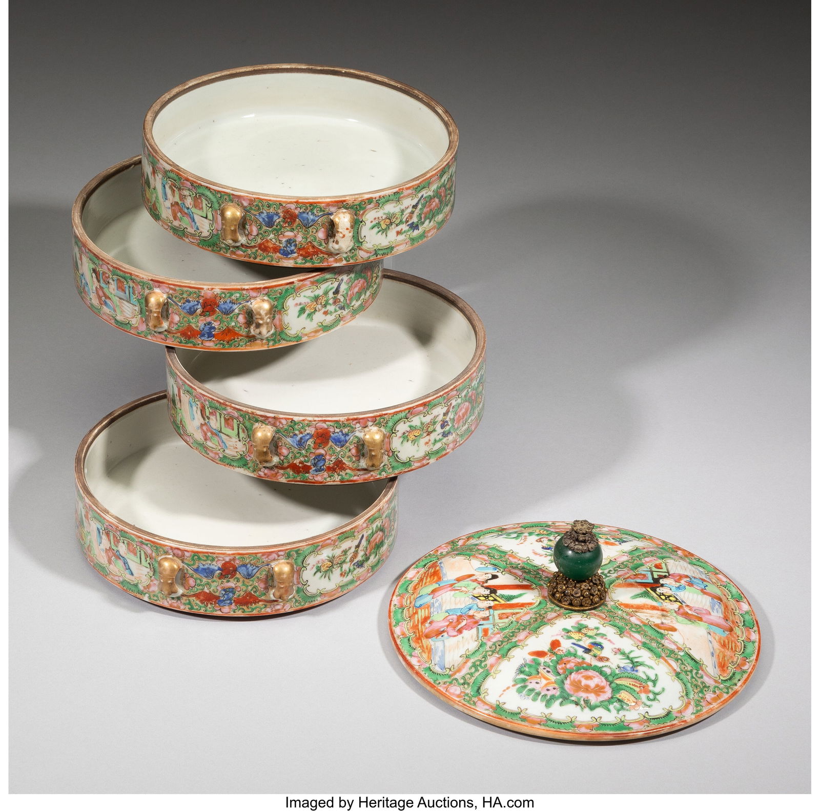 A Chinese Canton Rose Medallion Four-Tier Stacki - 4