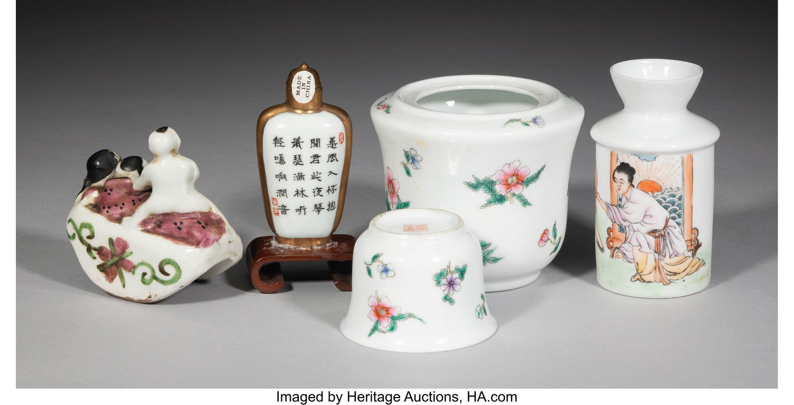 Five Chinese Enameled Erotic Table Articles, Rep - 3