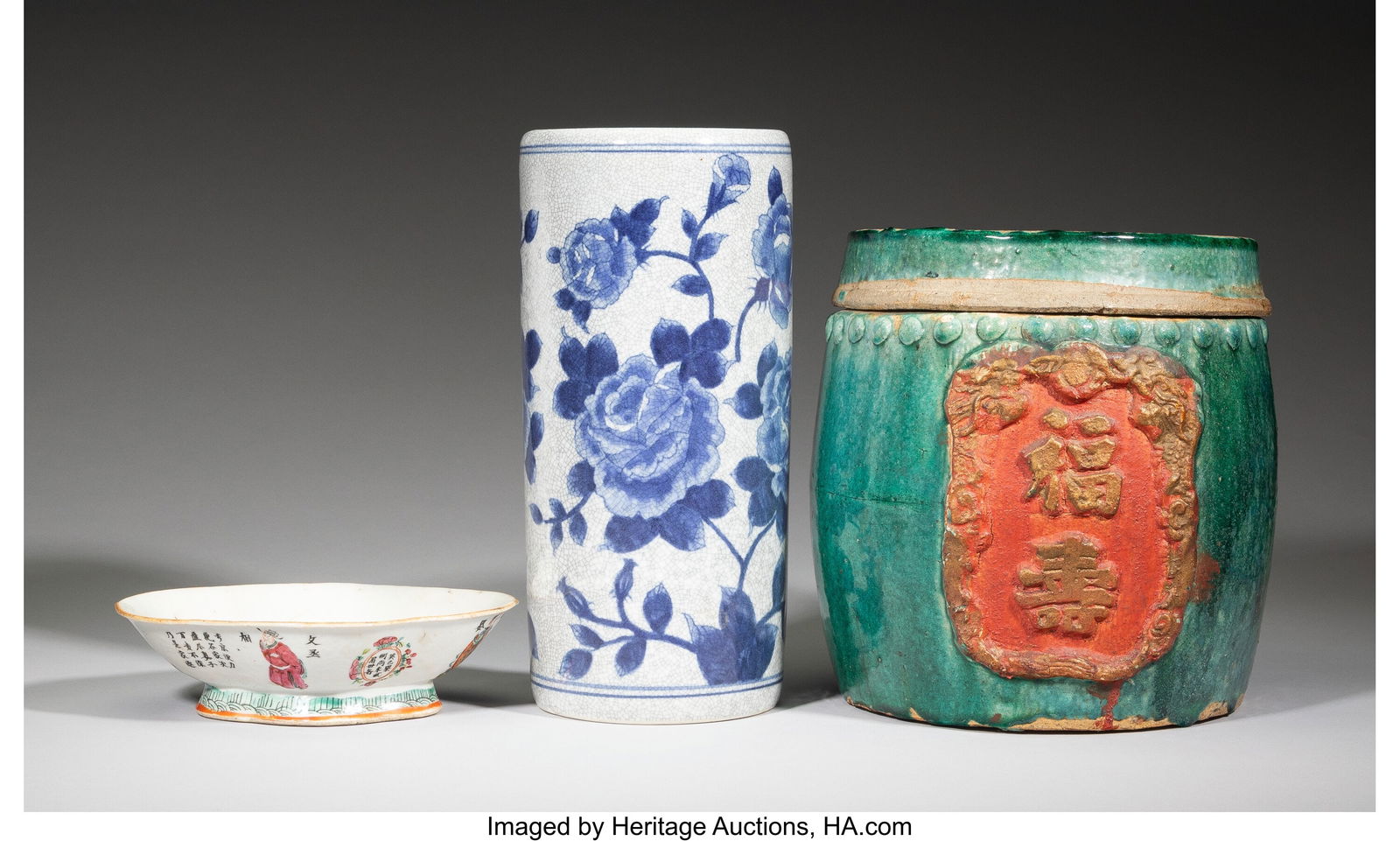Three Chinese Ceramic Table Articles, 19th/20th (1 of 5)