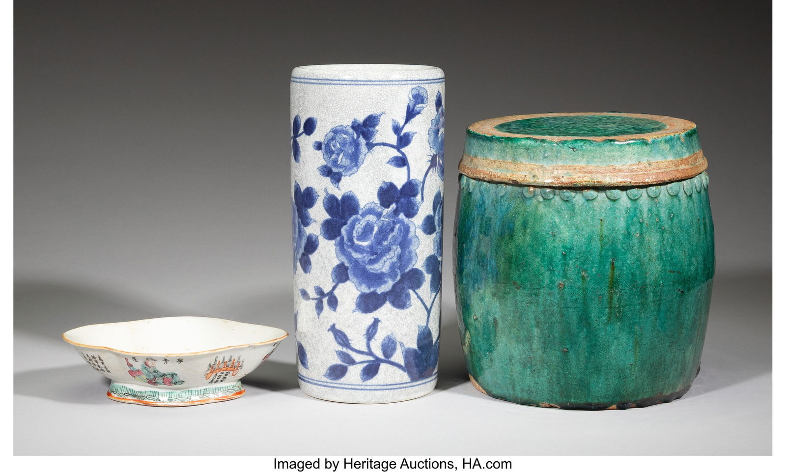 Three Chinese Ceramic Table Articles, 19th/20th - 2