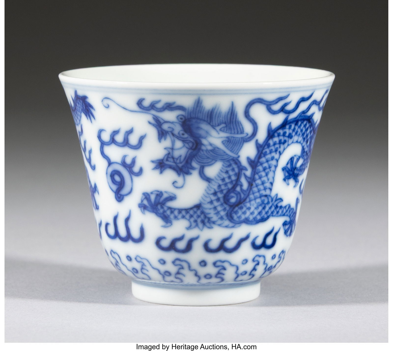 A Chinese Porcelain Blue and White Dragon Cup, 2 (1 of 3)