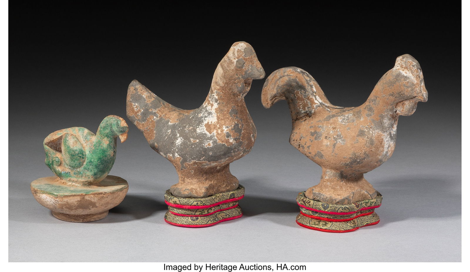 Three Chinese Ceramic Table Articles 4-1/2 x 4-1 (1 of 3)