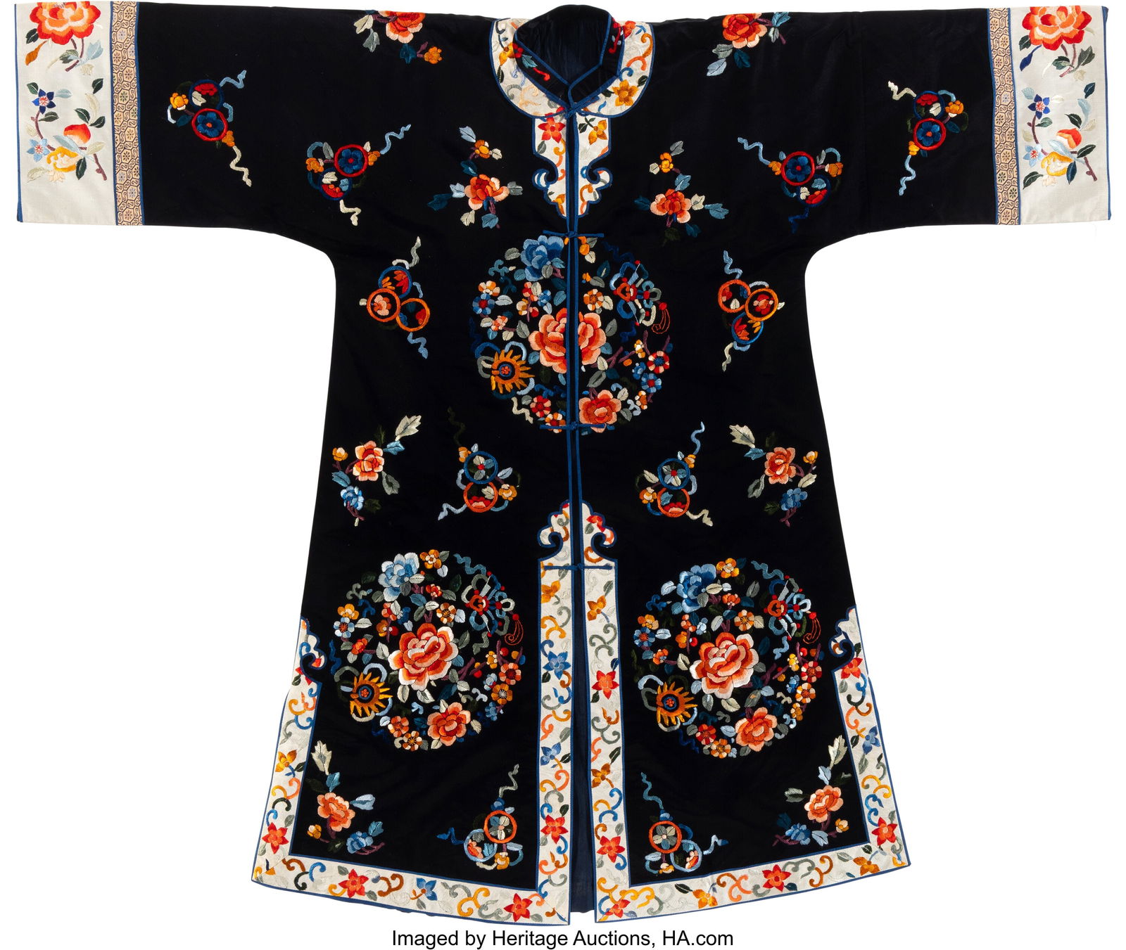 A Chinese Silk Embroidered Informal Robe 40-1/2 (1 of 2)