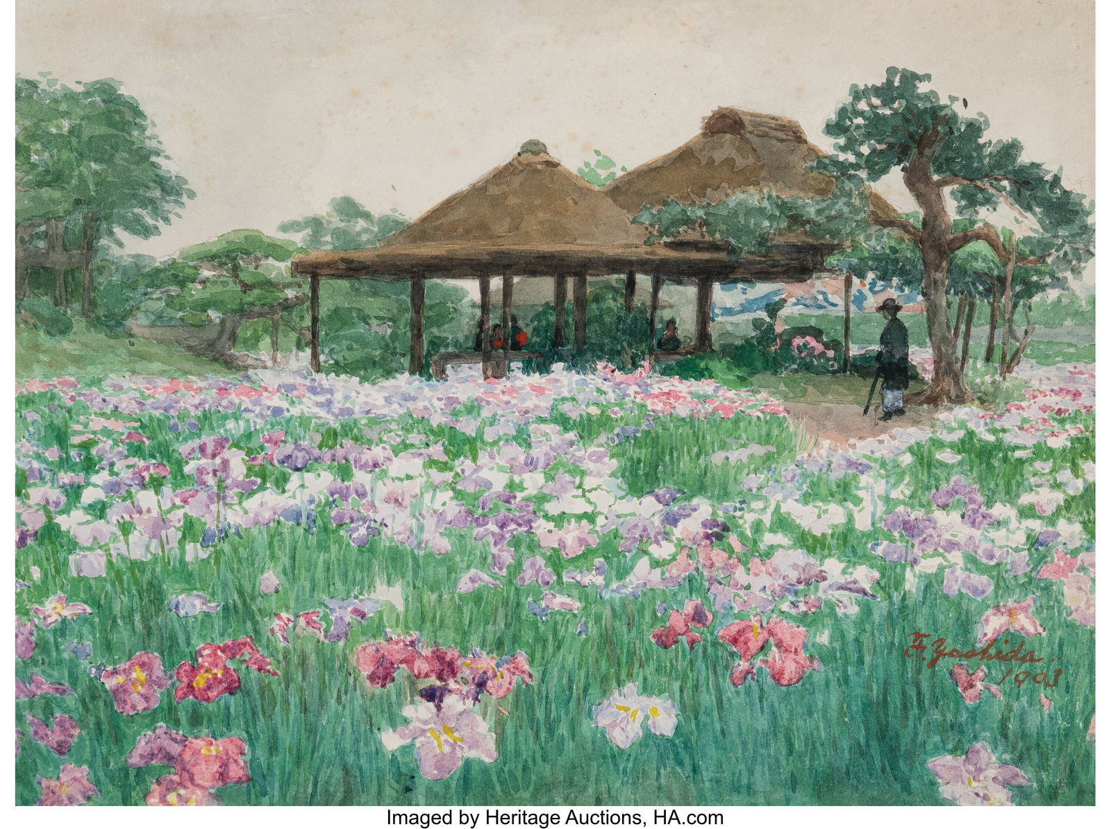 Fujio Yoshida (Japanese, 1887-1987) Irises in Bl: Fujio Yoshida (Japanese, 1887-1987) Irises in Bloom, 1908 Watercolor on paper 9-1/2 x 12-3/4 inches (24.1 x 32.4 cm) (sheet) HID03101062