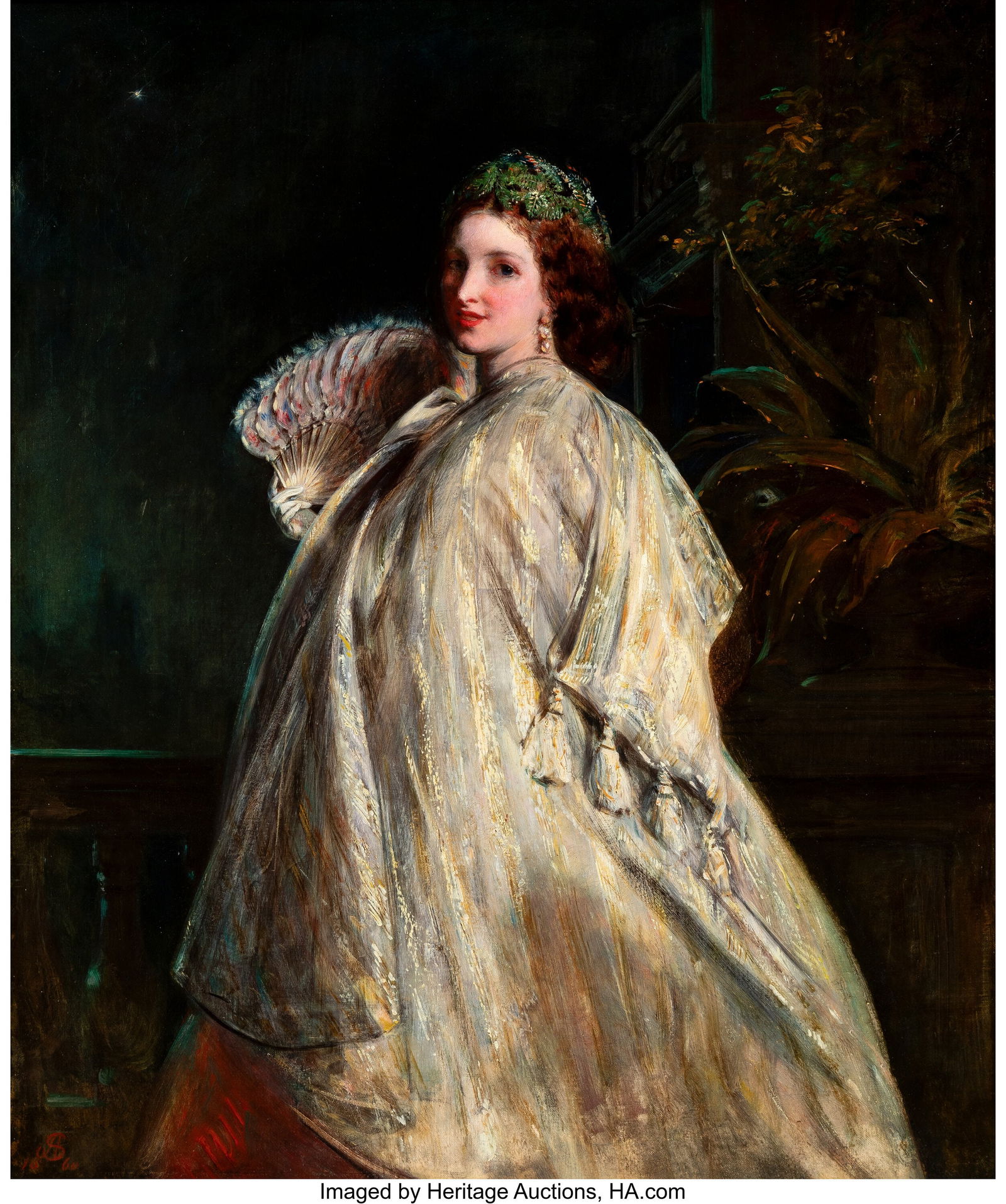 Abraham Solomon (British, 1824-1862) Lady with a: Abraham Solomon (British, 1824-1862) Lady with a Fan, 1860 Oil on canvas 30-3/4 x 25-1/4 inches (78.1 x 64.1 cm) Signed and dated with artist's mo