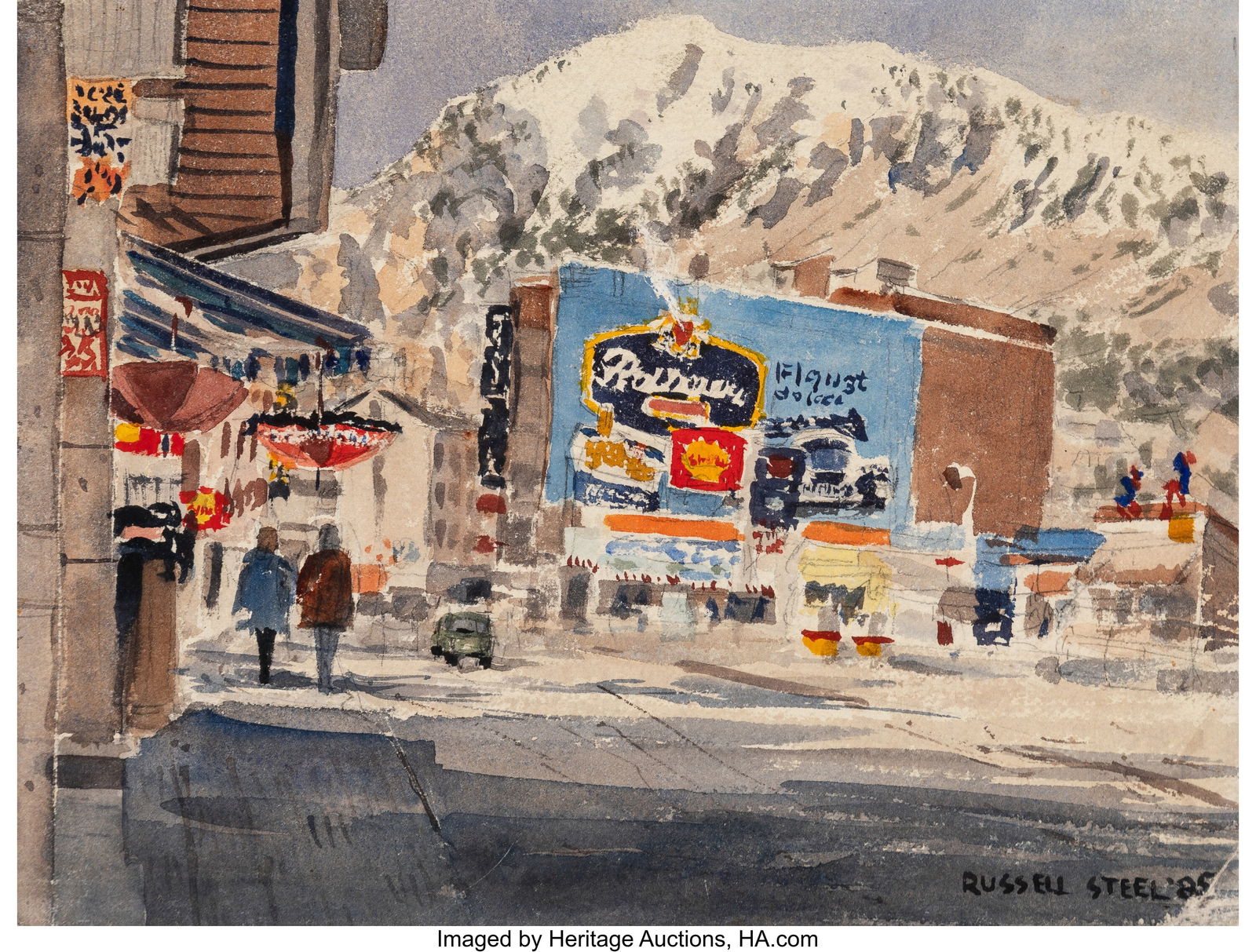 Russell Steel (American, 1917 -2010 ) Mountain R: Russell Steel (American, 1917 -2010 ) Mountain Resort Street, 1985 Watercolor and pencil on paper 15-7/8 x 11-1/2 inches (40.3 x 29.2 cm) (sh