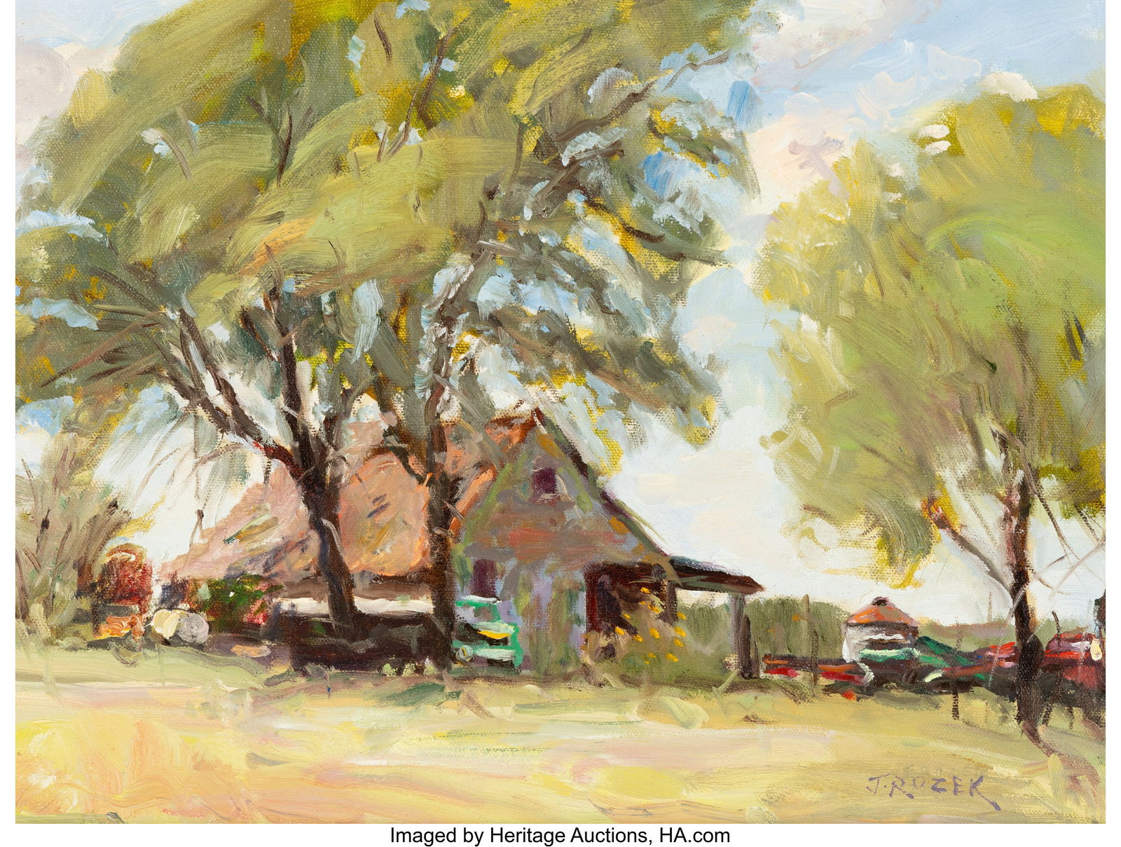 James Rozek (American, 20th Century) Activity Oi: James Rozek (American, 20th Century) Activity Oil on canvas 12 x 16 inches (30.5 x 40.6 cm) Signed lower right corner: J. Rozek Inscribed with titl