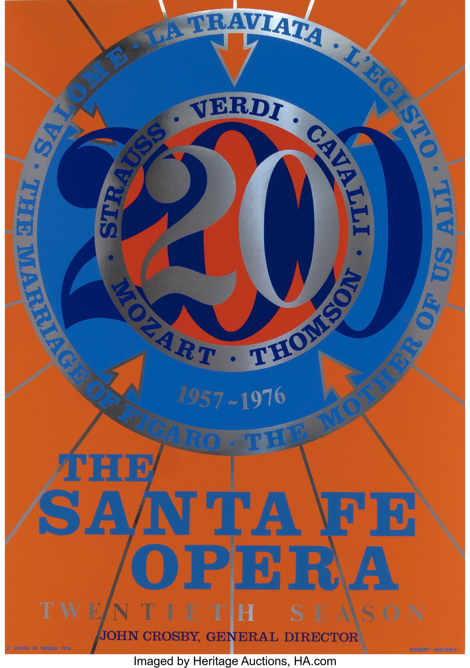 Robert Indiana (American, 1928-2018) Santa Fe Op: Robert Indiana (American, 1928-2018) Santa Fe Opera, 1976 Screenprint in colors with silver foil on wove paper 31 x 22 inches (78.7 x 55.9 cm) (sheet